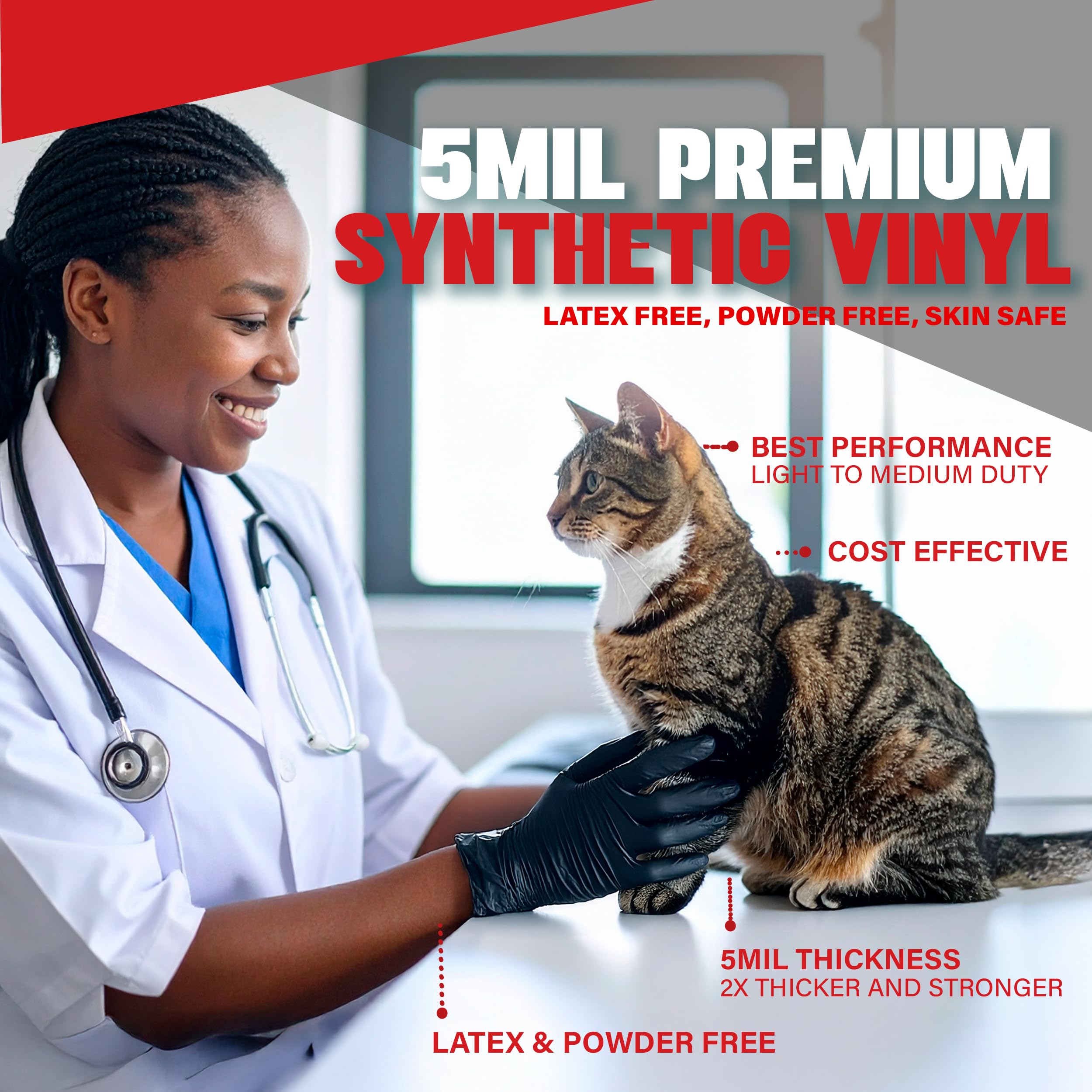 London Labs Black Synthetic Vinyl Exam Gloves Powder Free and Lat - London Labs Official Product View 2