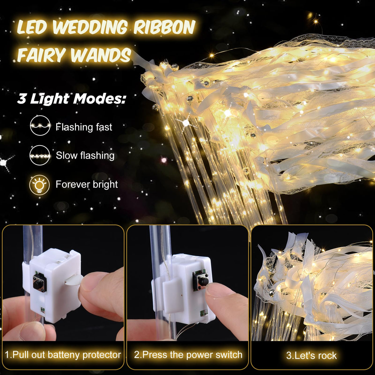 28PCS Light up Wands for wedding Wedding Wands Streamers - HONLYNE Official Imagery - 3