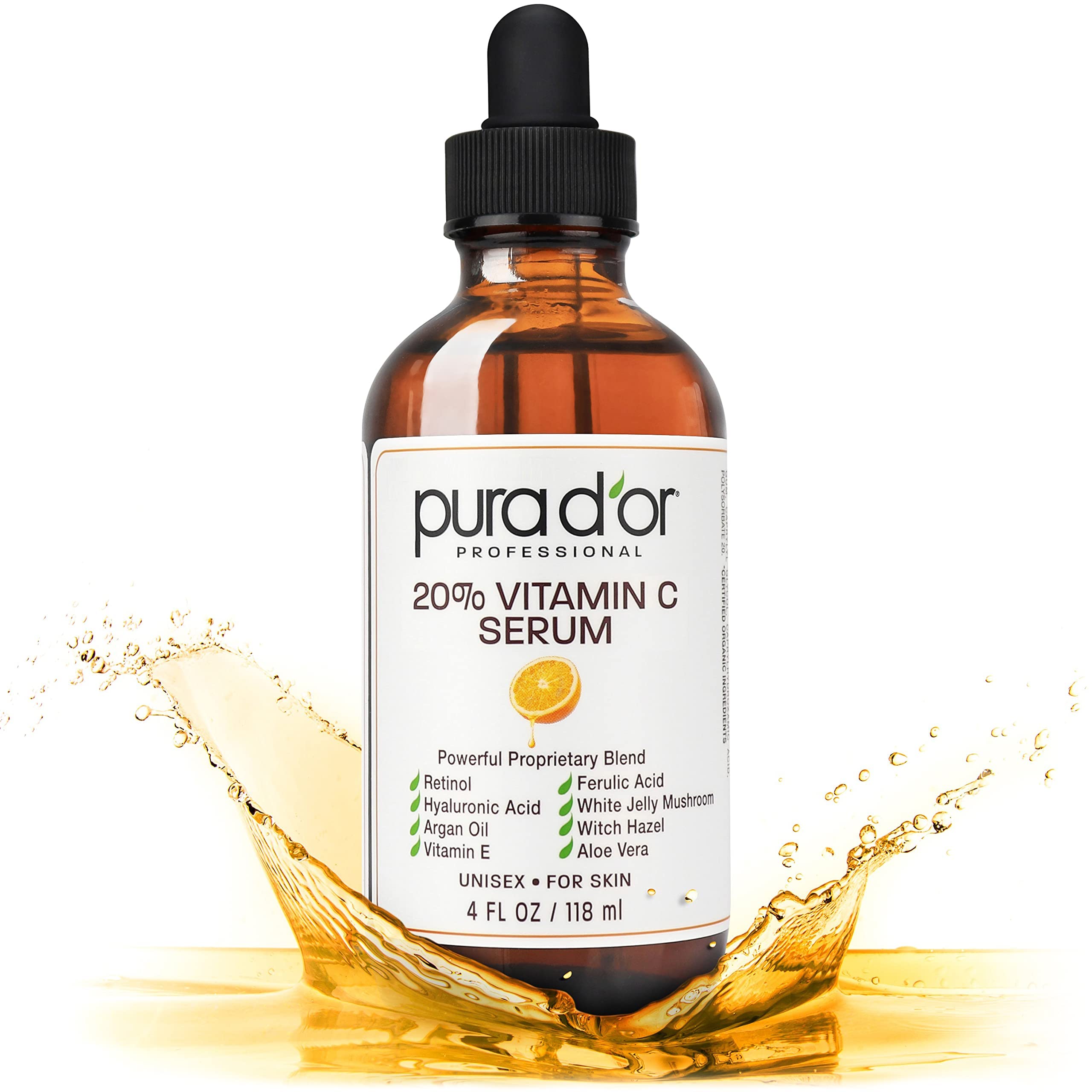 PURA D'OR 20% Vitamin C Anti - Aging Facial Serum & 4 fl oz - PURA D'OR Official Product View 2