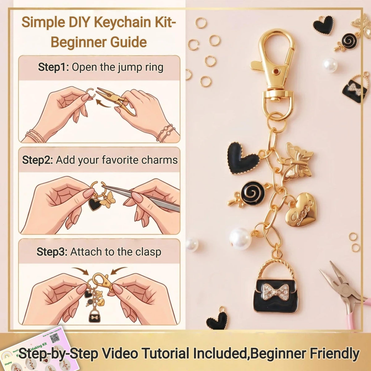 NewOasis 545Pcs Keychain Making Kit Jewelry Making Supplies - NewOasis Official Imagery - 6