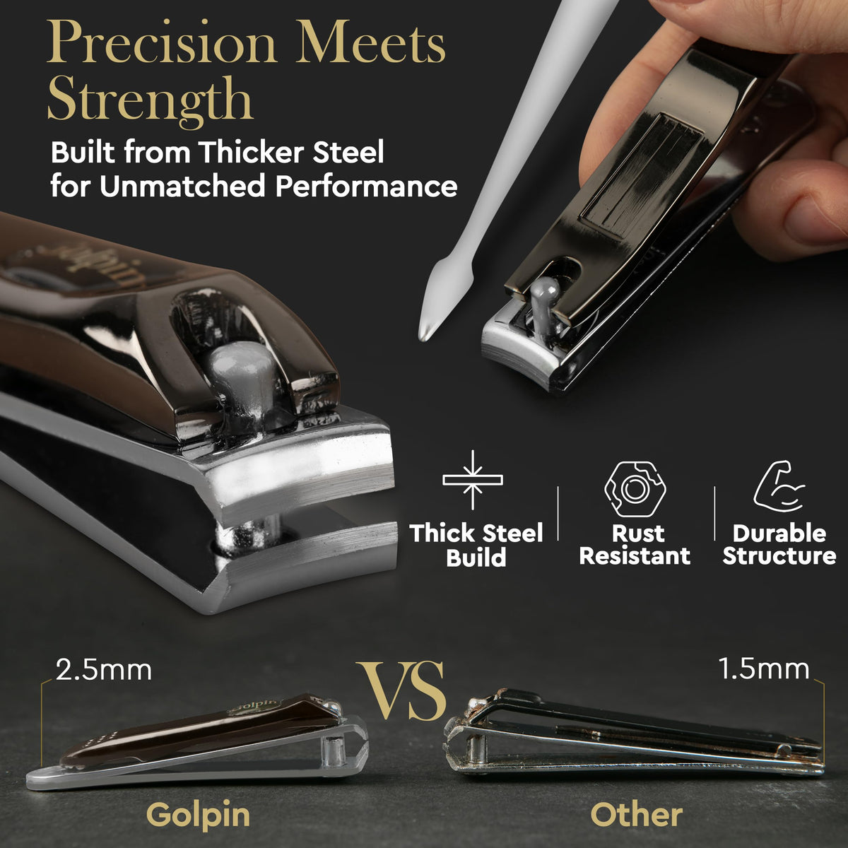 9 Pcs Manicure Set for Men Women Stainless Steel - Golpin Official Imagery - 4