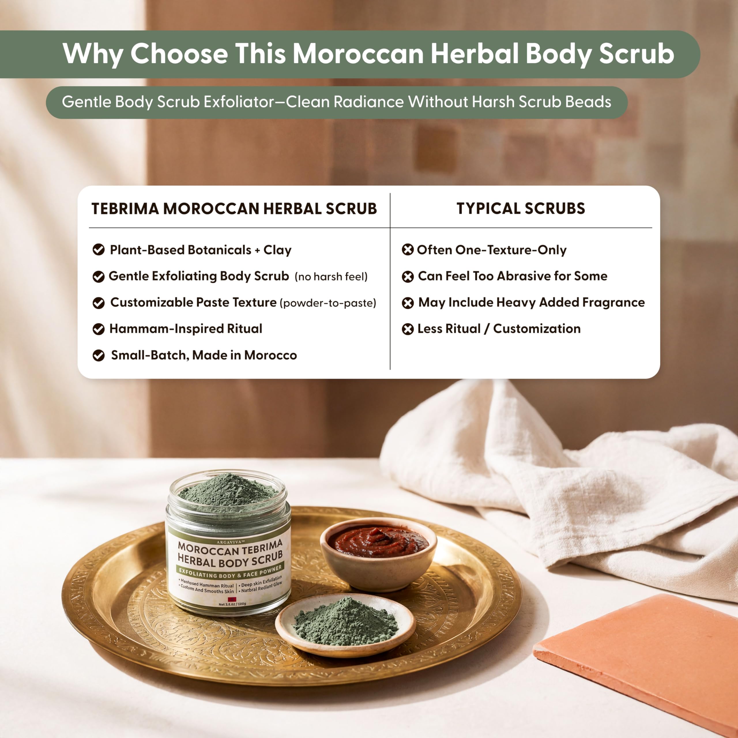 Argaviva Moroccan Tebrima Herbal Exfoliating Body Scrub Powder - Natural Body - Argaviva Official Product View 9
