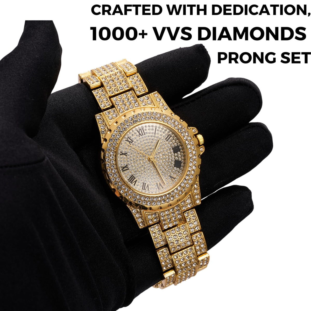 Halukakah Diamonds Gold Watch Iced Out Men s 18K Real Gold - Halukakah Official Imagery - 3