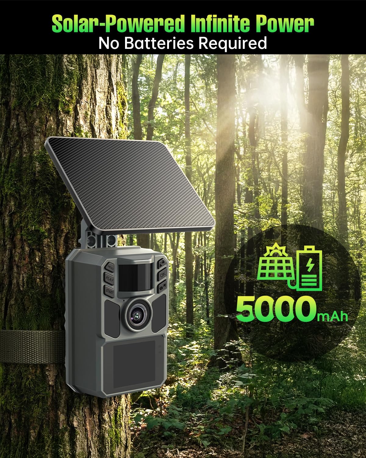 Trail Camera 4K 64MP with 5000mAh Rechargeable Battery Solar - FKPCAM Official Imagery - 4