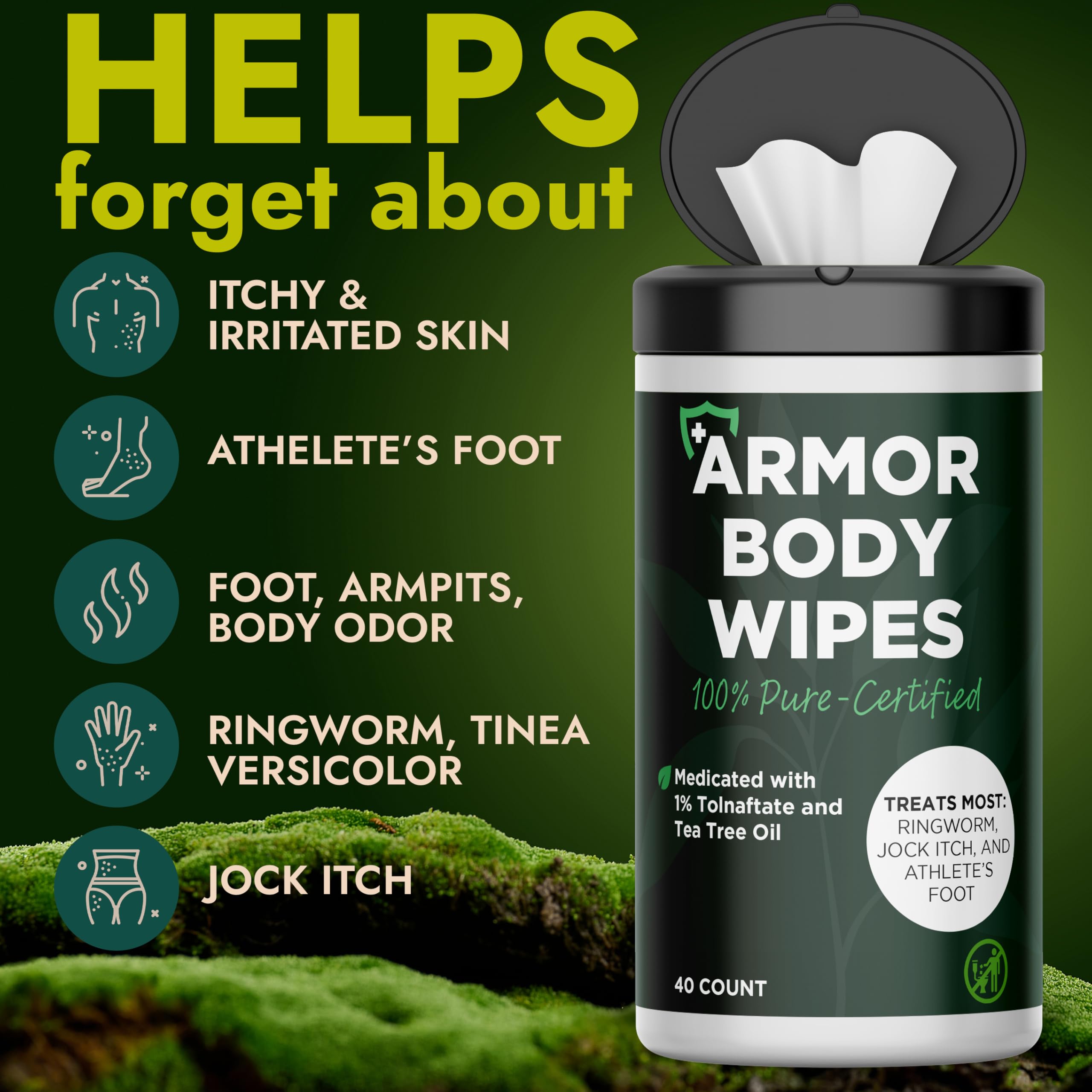 Armor Body Wipes 1% Tolnaftate – Antifungal Cleansing