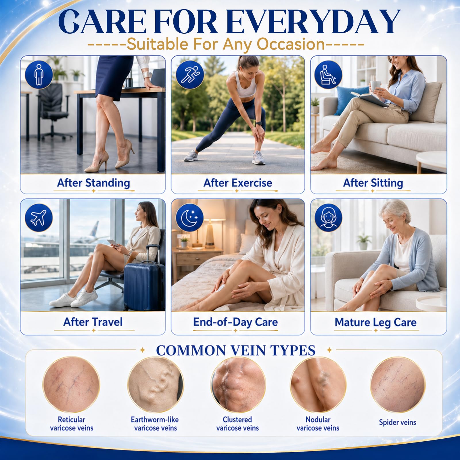 JOYAONE Varicose Veins Treatment for Legs, 150g Varicose Veins Cream for Spider Veins, Fast Absorbing Vein Ease Cream Improve Circulation for Tired, Heavy Legs, Relaxing Leg Cream Reduce Swelling