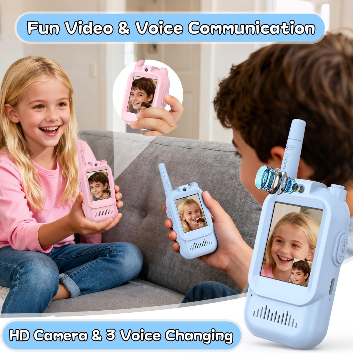 Walkie Talkies for Kids Pack of 2 Rechargeable Long Range - Hangrui Official Imagery - 3