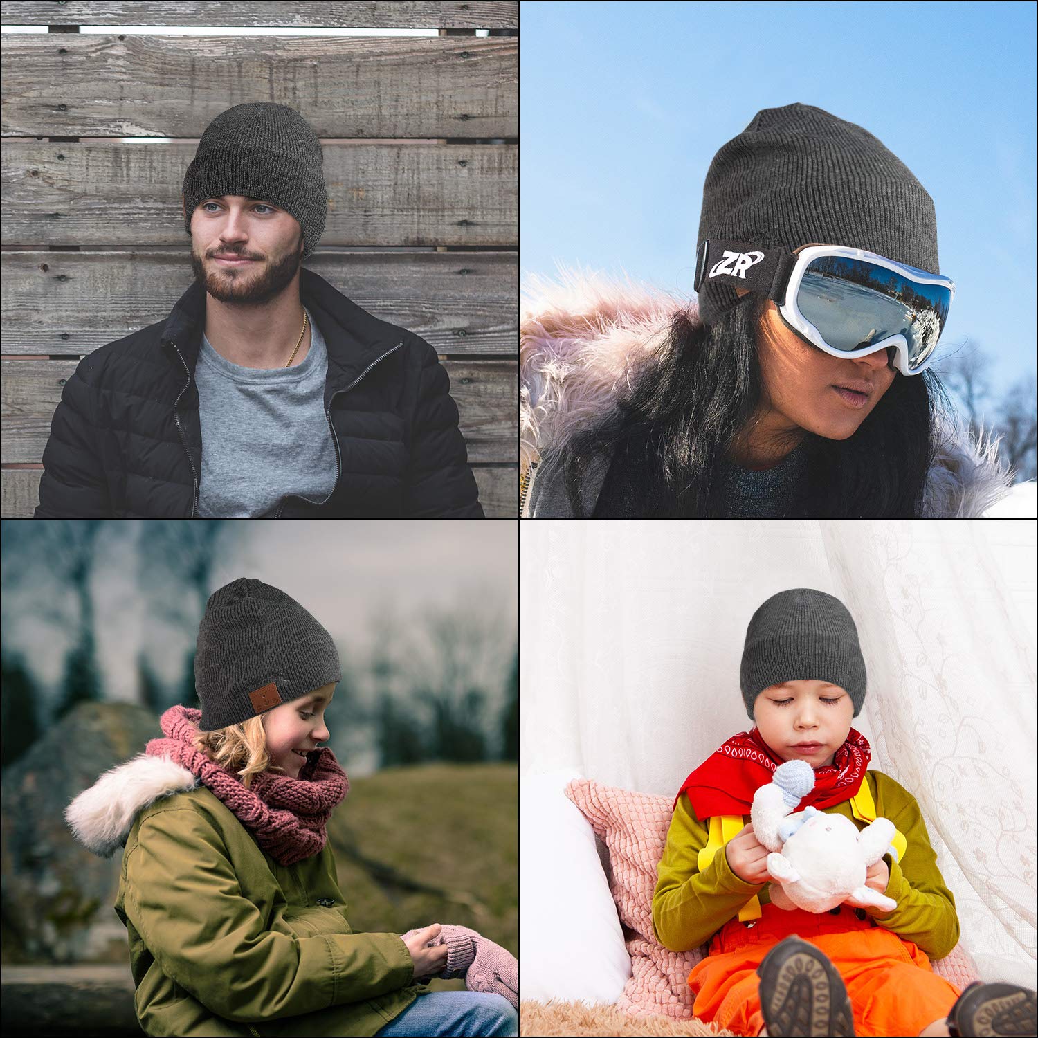 beanie Bluetooth, MUSICBEE Bluetooth V5.2 Wireless Knit Winter Cap, 30 Hour Play - beanie Official Product View 7