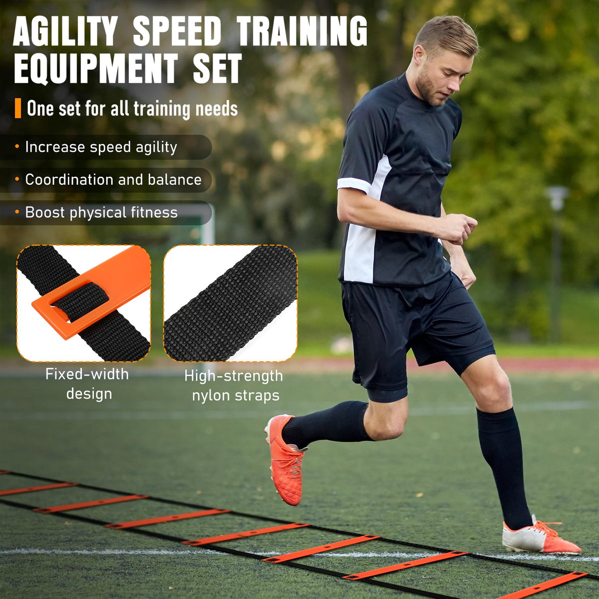 Agility Ladder Agility Speed Training Equipment Set 20ft - MUROZA Official Imagery - 4