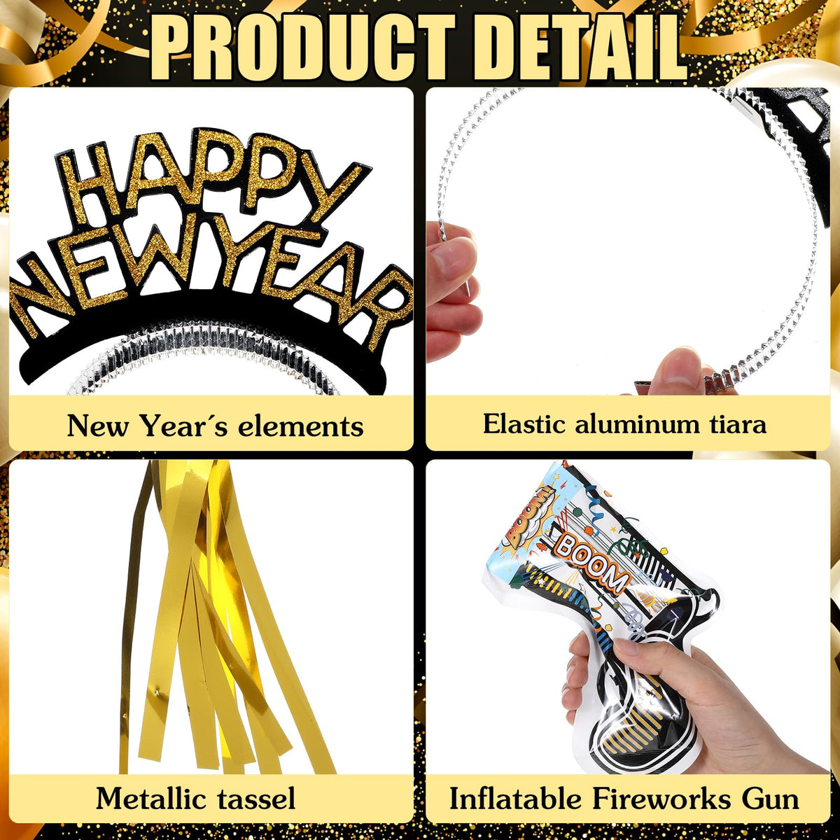 Realspring 91Pcs Happy New Year Party Supplies Plastic New - Realspring Official Imagery - 4