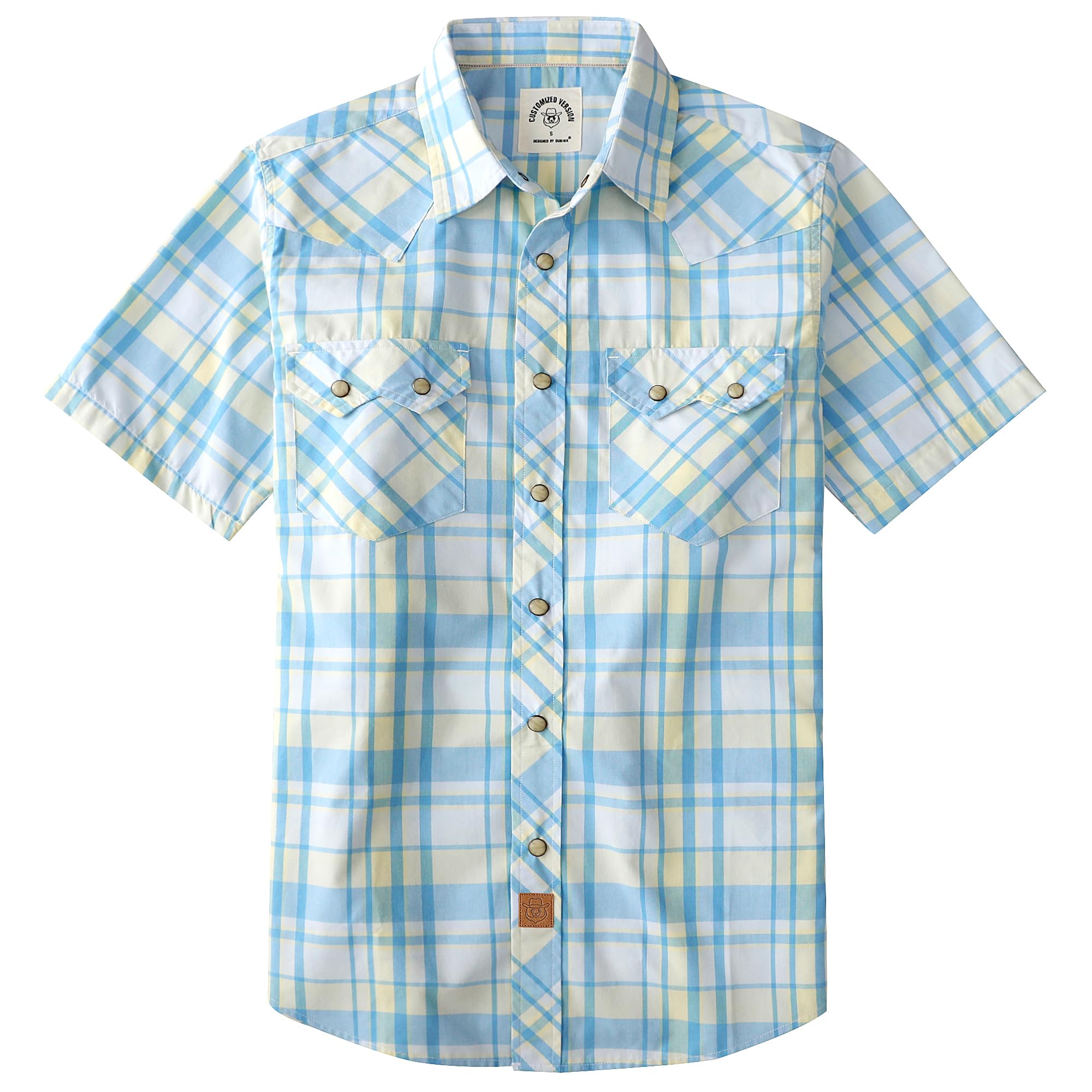 Dubinik® Pearl Snap Western Shirt for Men Short Sleeve 2 Sawtooth Pocket - Dubinik Official Product View 1