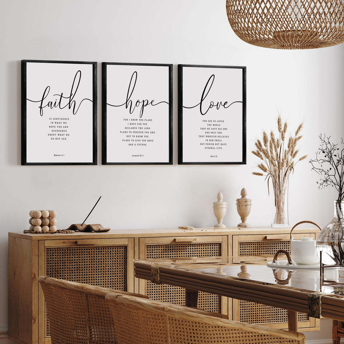 Houmury Set of 3 Framed Farmhouse Bible Verses Wall Decor - Houmury Official Imagery - 5