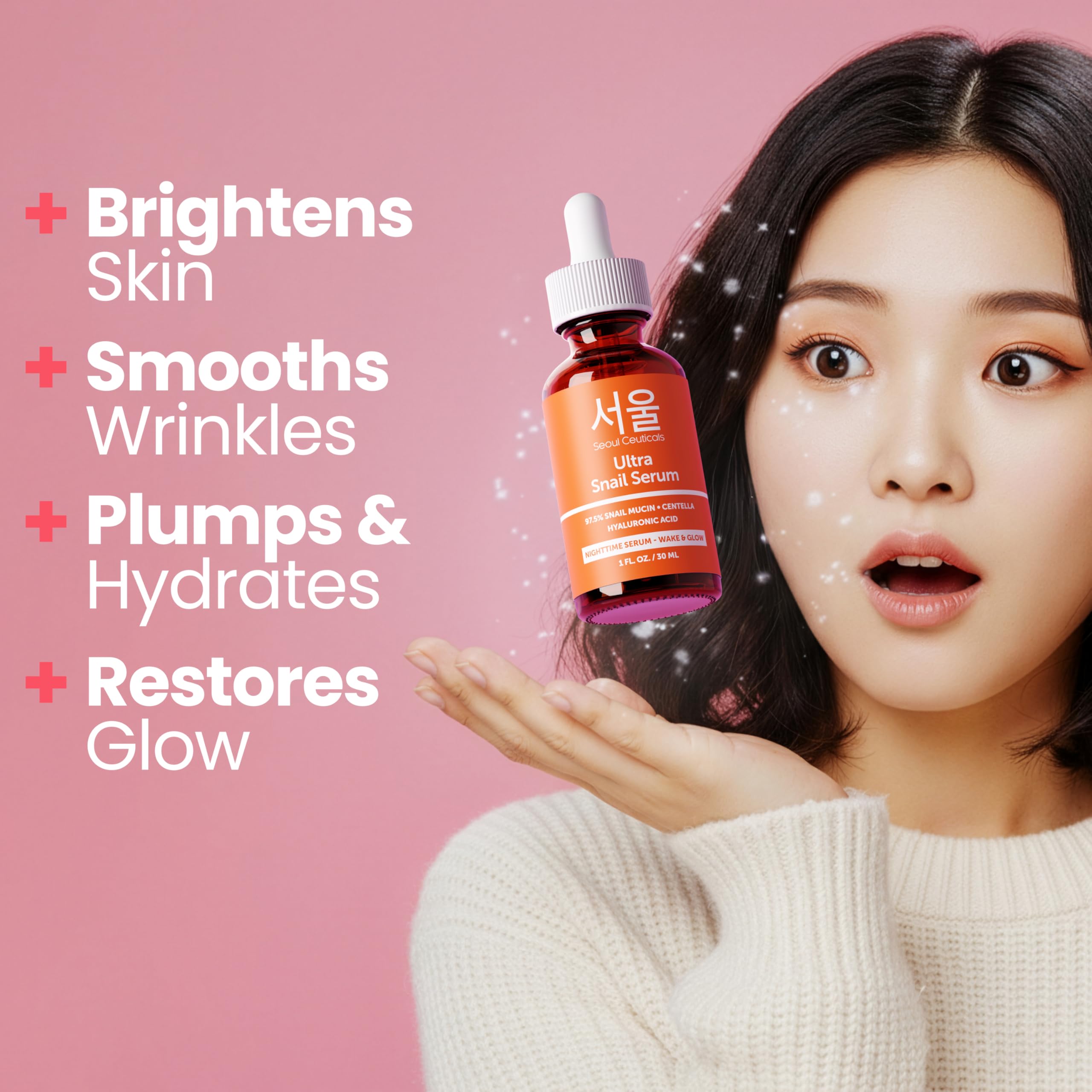 SeoulCeuticals 97.5% Snail Mucin Serum for Face K Beauty - SeoulCeuticals Official Product View 3