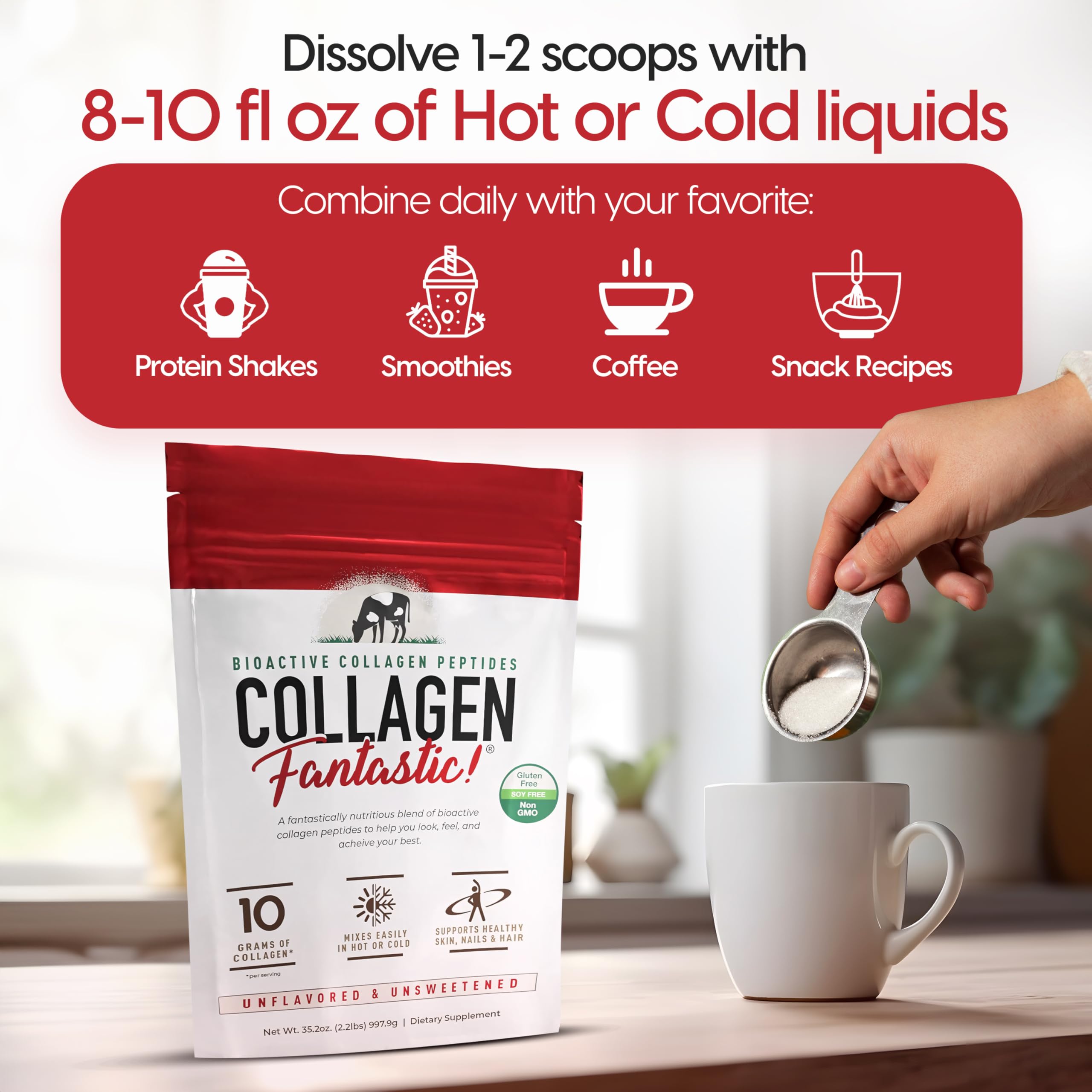 Collagen Peptides Powder Unflavored 2 2lb - Fantastic Nutrition Official Imagery - 6