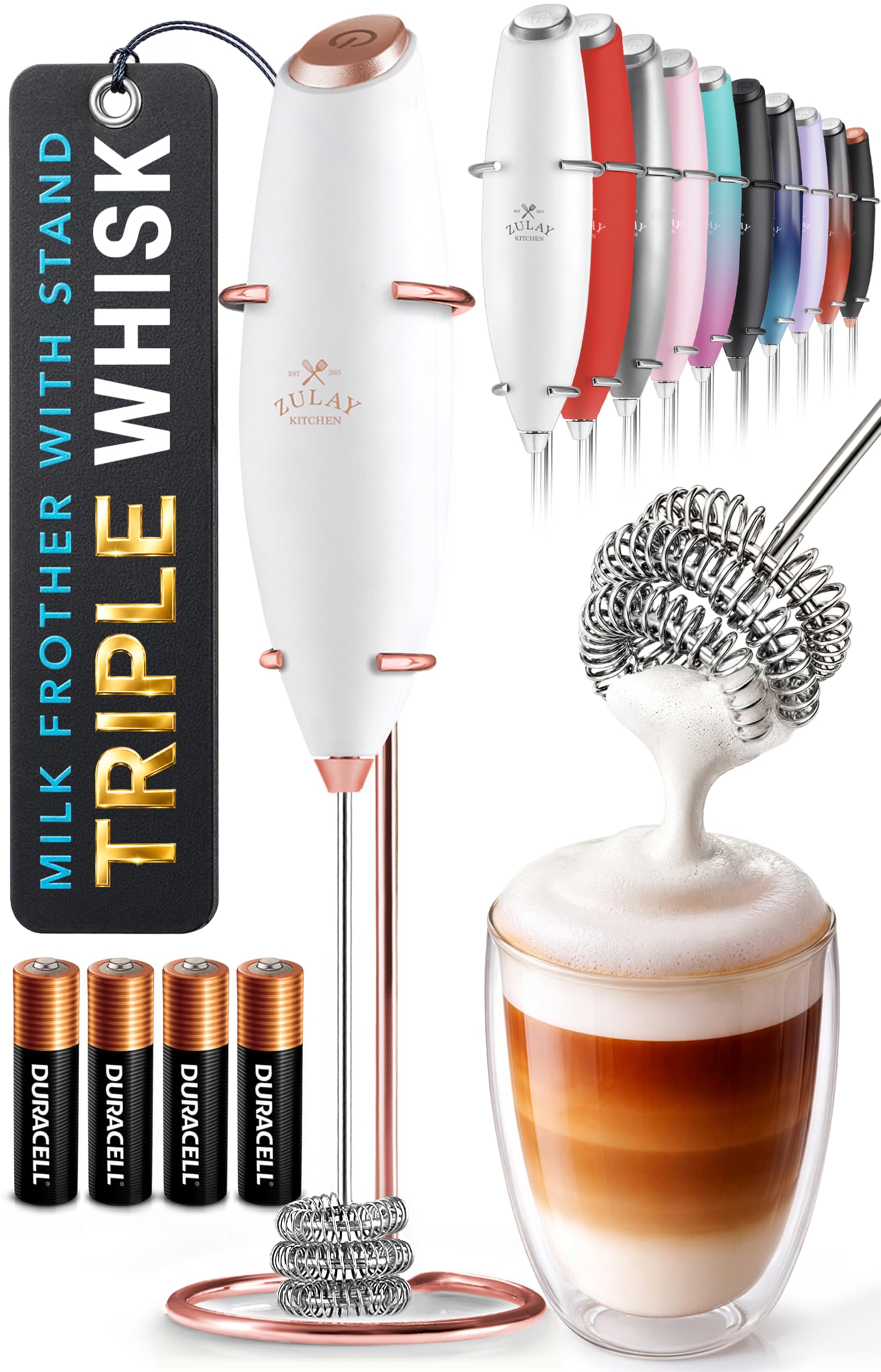 Zulay Kitchen Milk Frother Handheld Electric Whisk – Frother Wand - Zulay Kitchen Official Product View 8