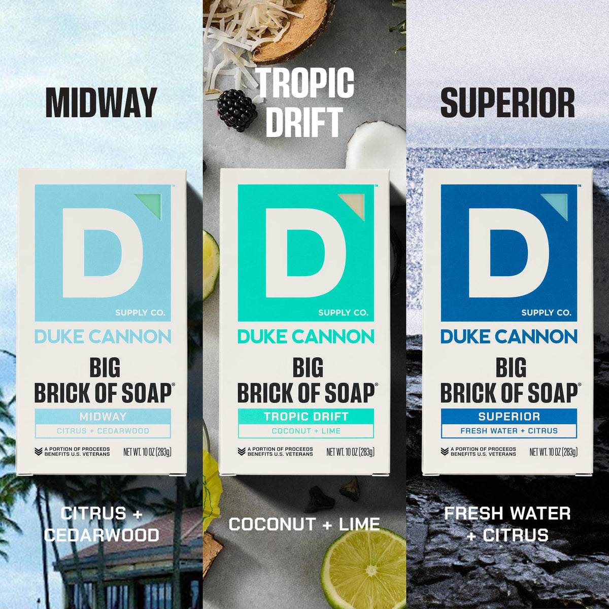 Duke Cannon Big Brick of Soap for Men 3 Pack Midway Superior - Duke Cannon Supply Co. Official Imagery - 3