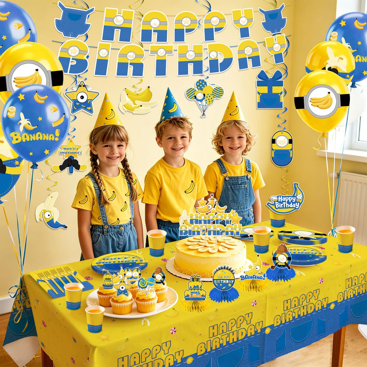 140pcs Birthday Party Decorations Banana Theme Tableware Set - LANFUBEISI Official Imagery - 4