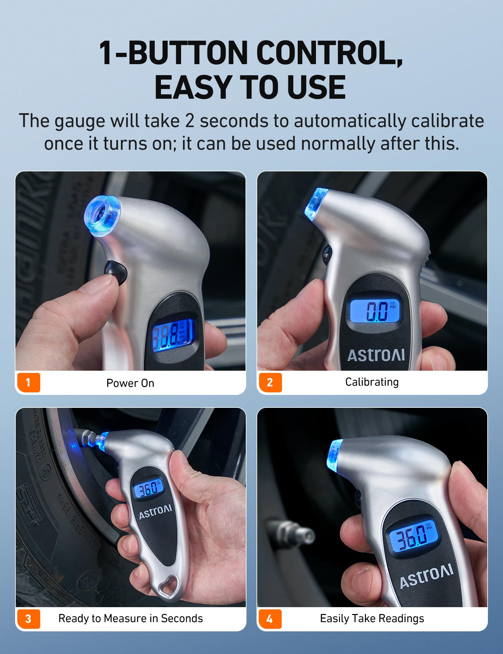 AstroAI Digital Tire Pressure Gauge 150PSI, ±1PSI Accuracy for Car Truck - AstroAI Official Product View 5