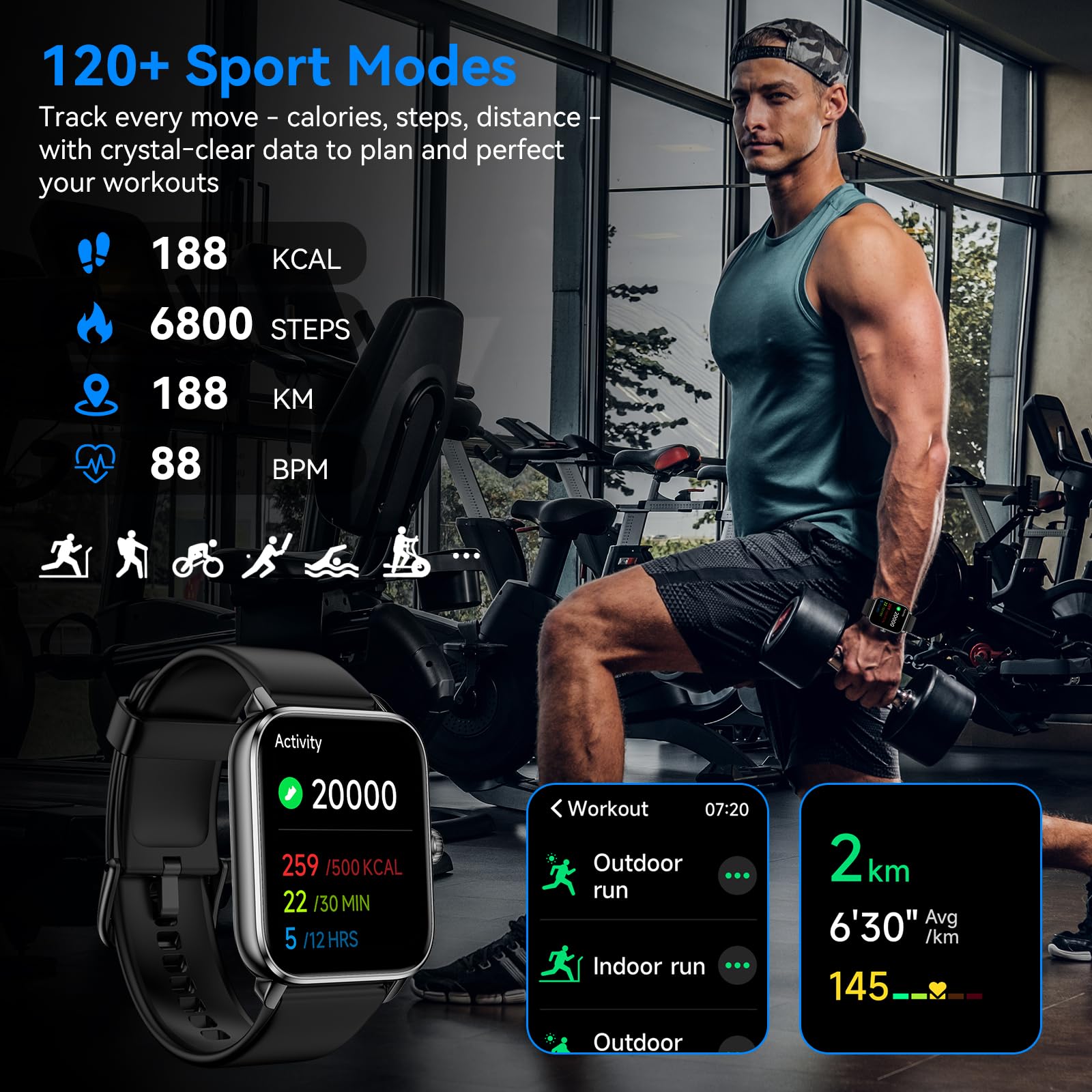 iBesi Smart Watches for Men Women with Alexa Built-in, Bluetooth Call, - View 3