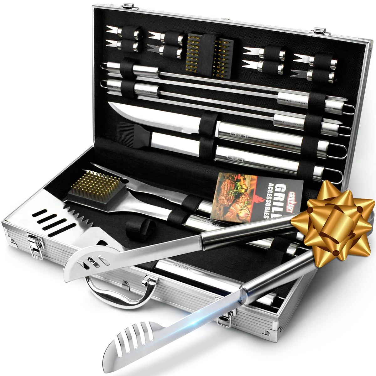 GRILLART BBQ Grill Utensil Tools Set Reinforced BBQ Tongs 19 - GRILLART Official Imagery - 1