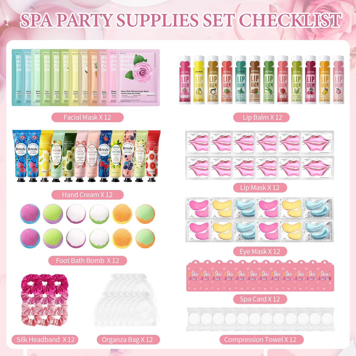 120 PCS Spa Party Supplies for Girls Spa Party Favors - Erinde Official Imagery - 3
