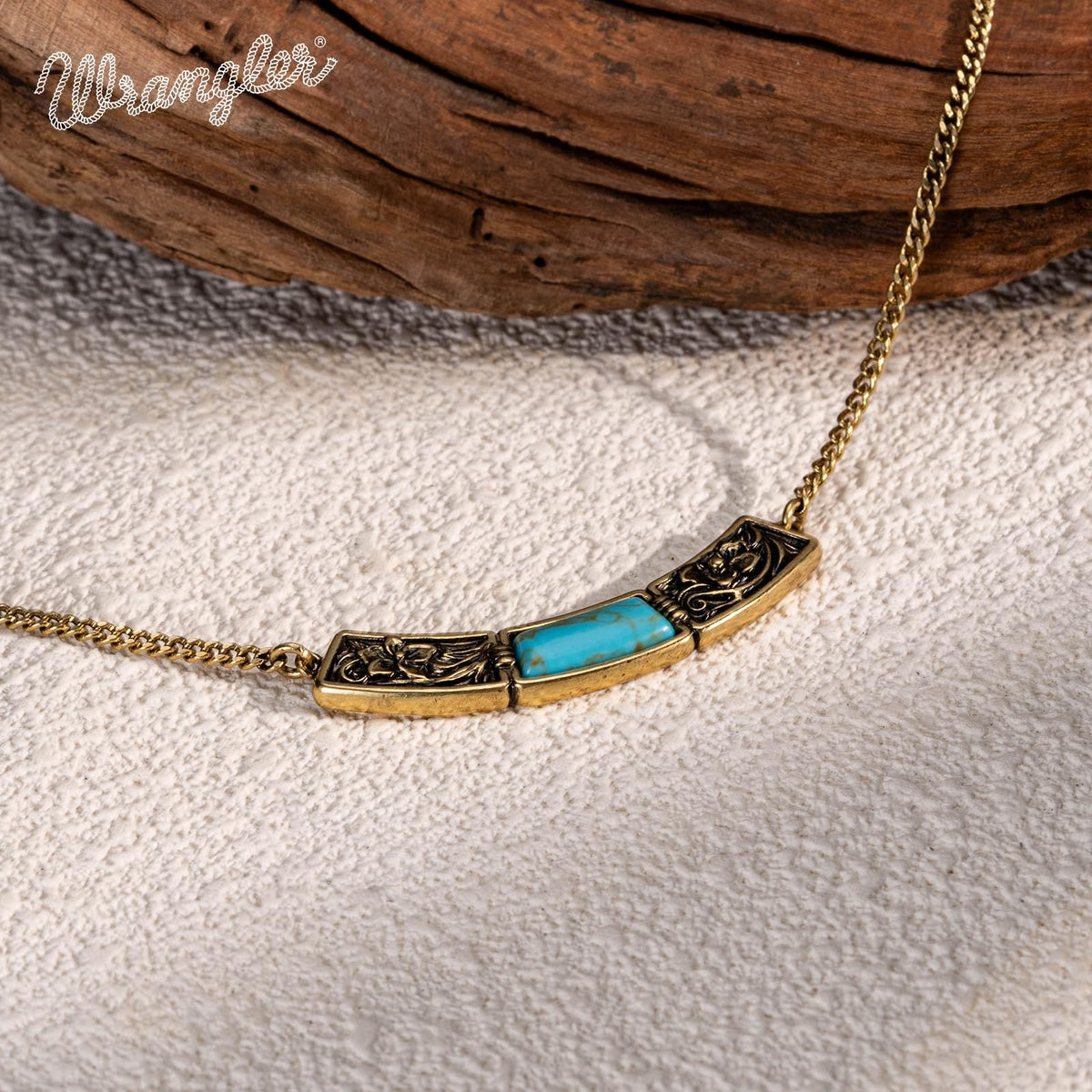 Wrangler Carved Floral Turquoise Necklace Western Jewelry - Montana West Official Imagery - 4