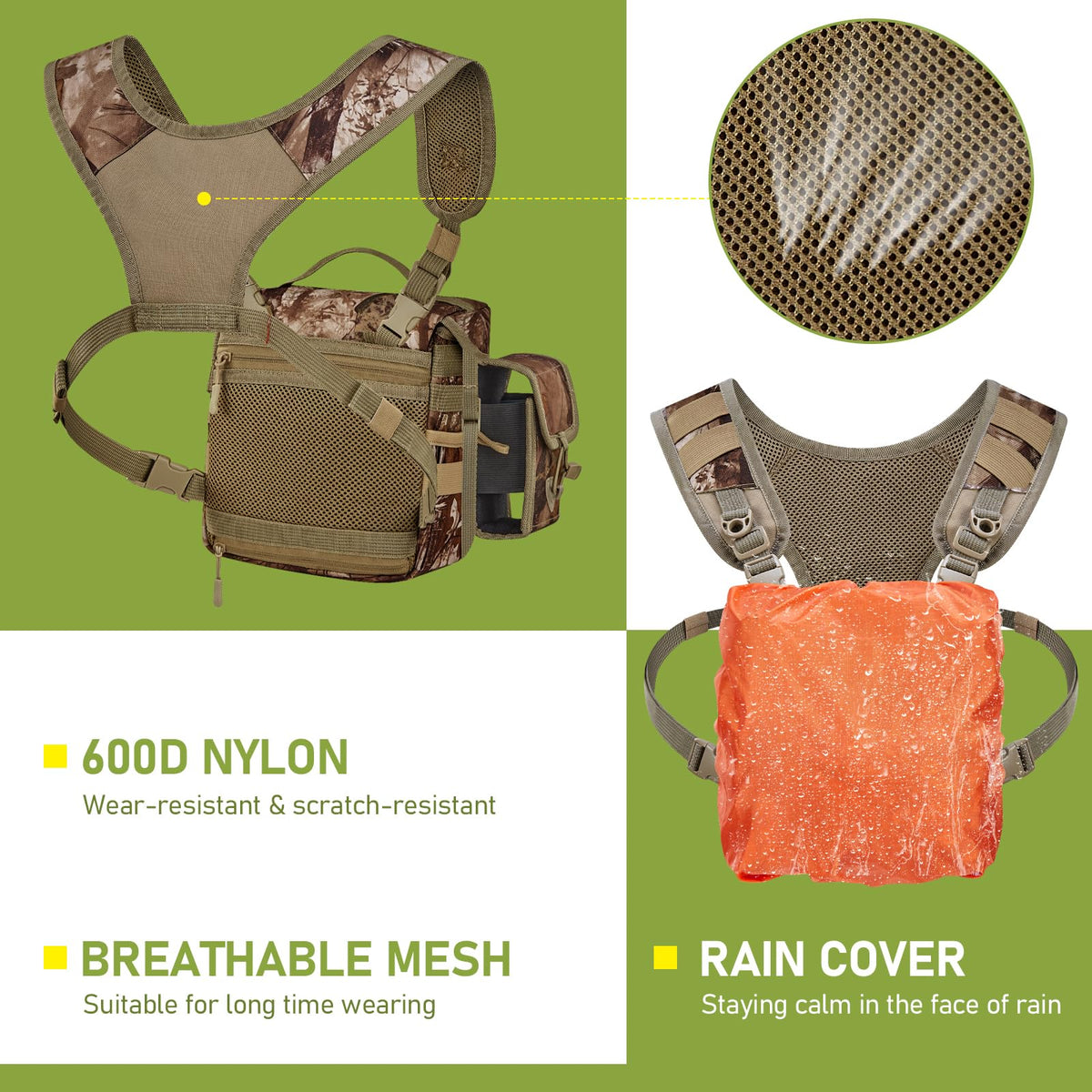 Binocular Harness Chest Pack with Rangefinder Pouch Bino - Wild Cedar Official Imagery - 6