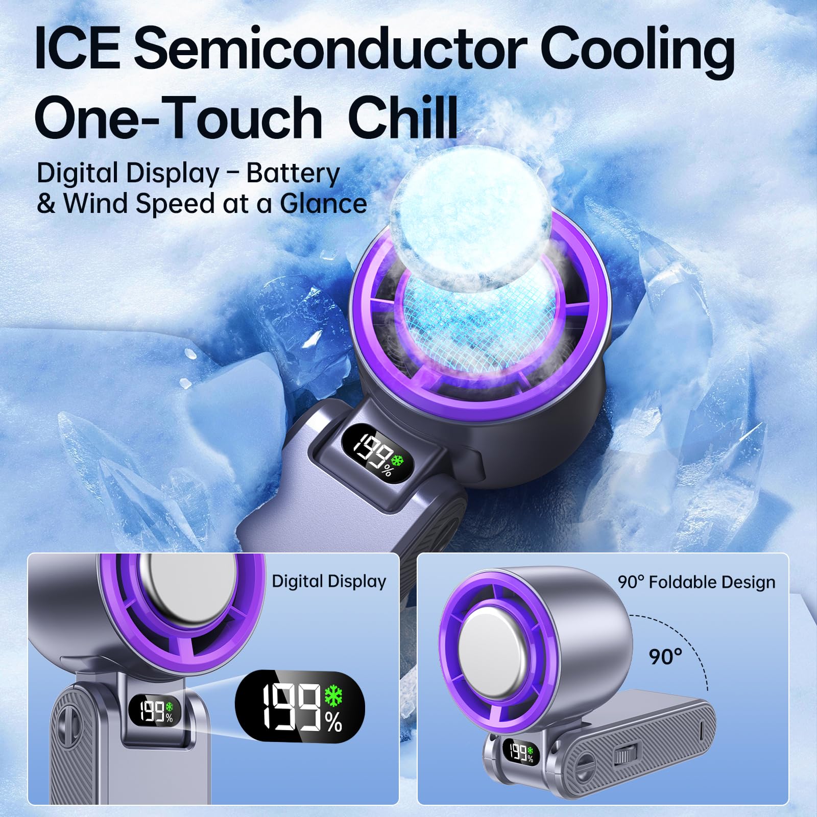 Coolhill Handheld Portable fan with Turbo Cooling, Speed  5500mAh by Coolhill - Angle View 3