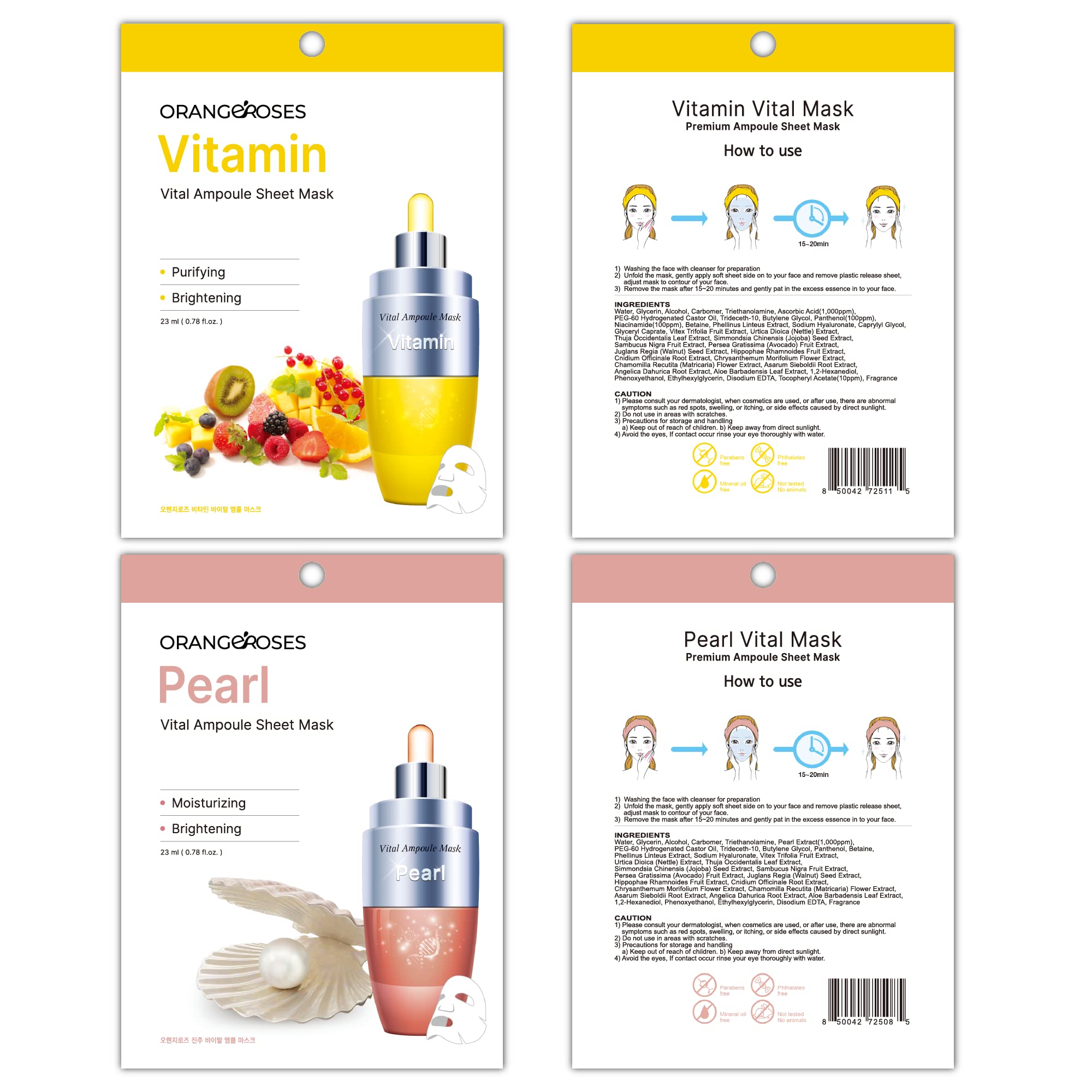 【Orangeroses】 100 Pcs Combo Pack, Premium Korean Essence Facial - OBS lab