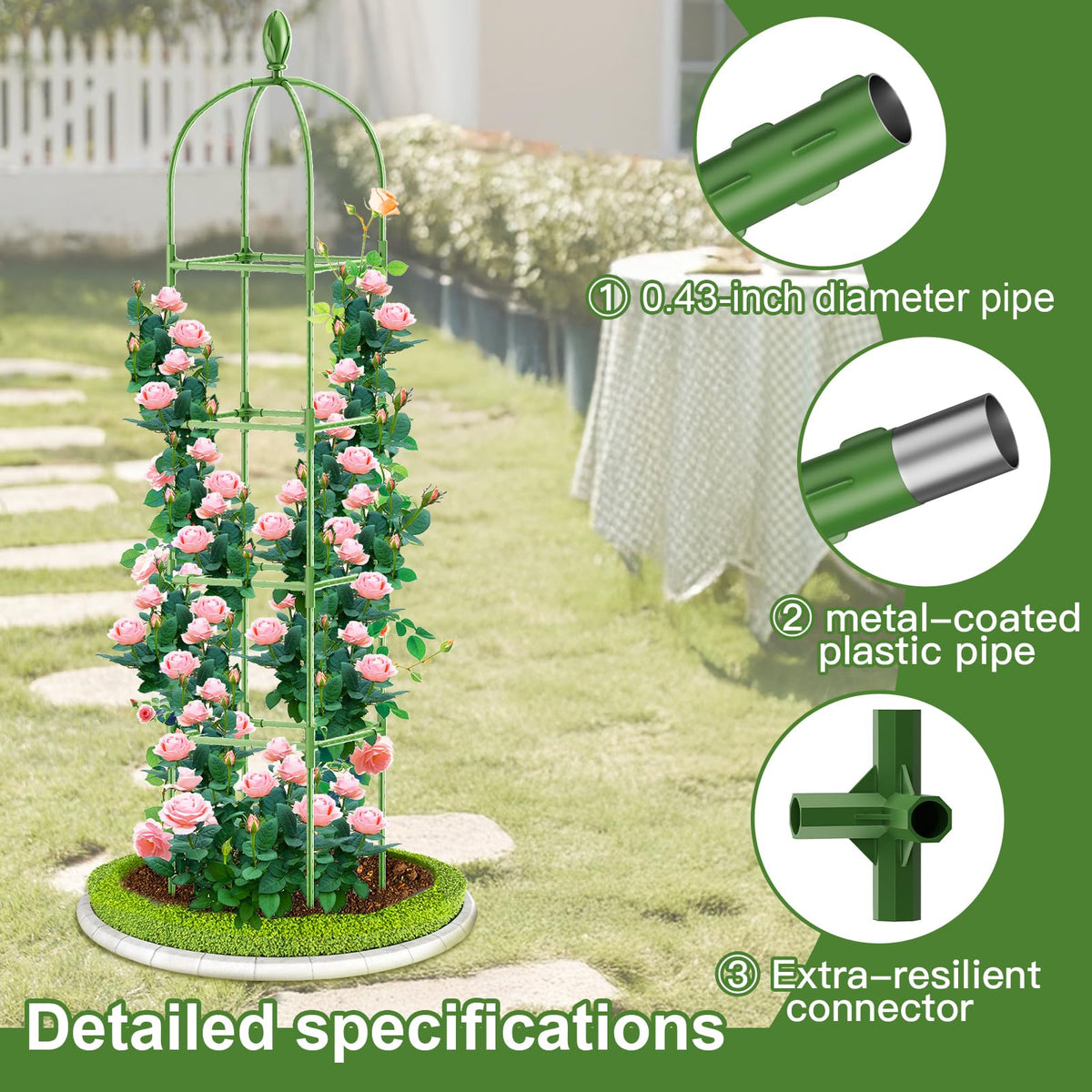 2 Pack Garden Obelisk Trellis 70IN Tall Plant Support for - Laodier Official Imagery - 4