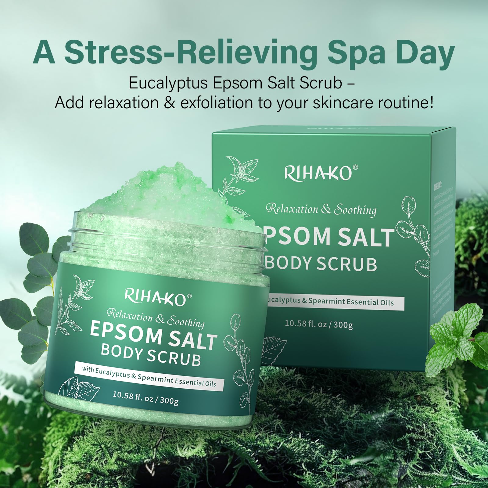 RIHAKO Eucalyptus Epsom Salt Body Scrub,Exfoliating detox body scrub,Relax & - RIHAKO Official Product View 9
