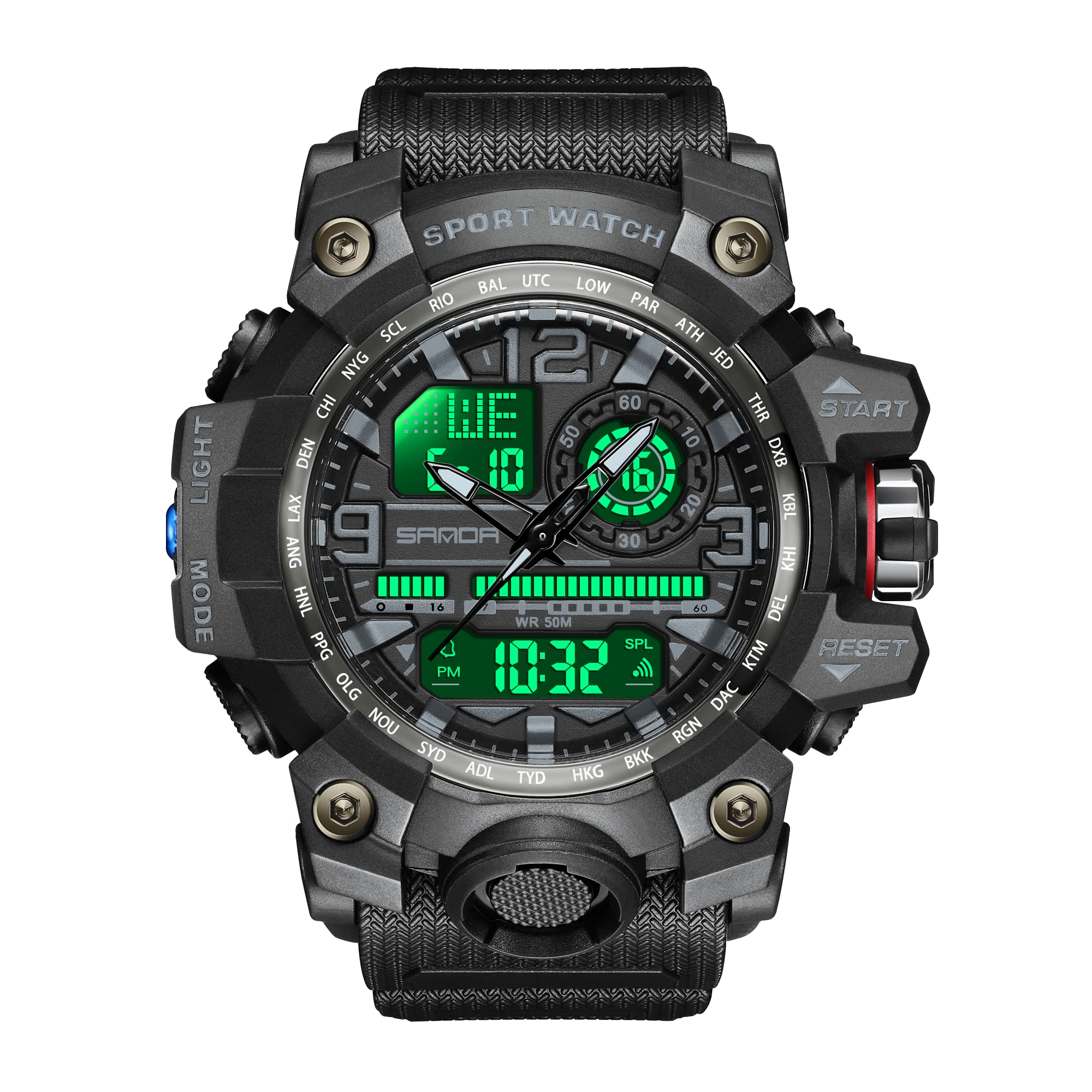 KXAITO Men's Military Sports Watch – LED Dual Dial