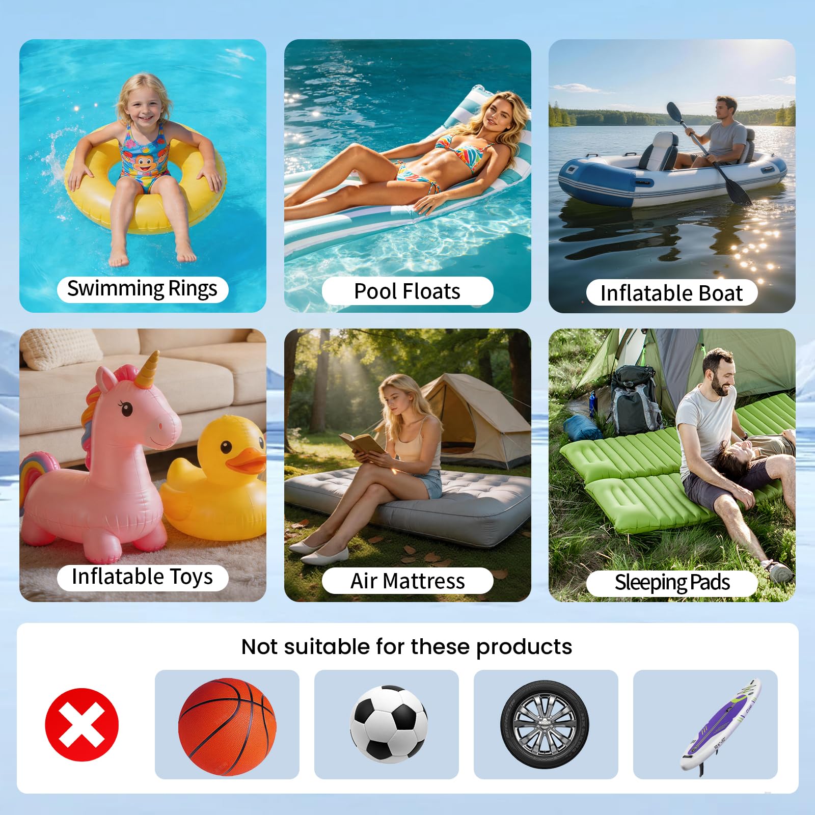 NIBBaNACAL Portable Air Pump for Inflatables, Rechargeable Air Mattres - View 6
