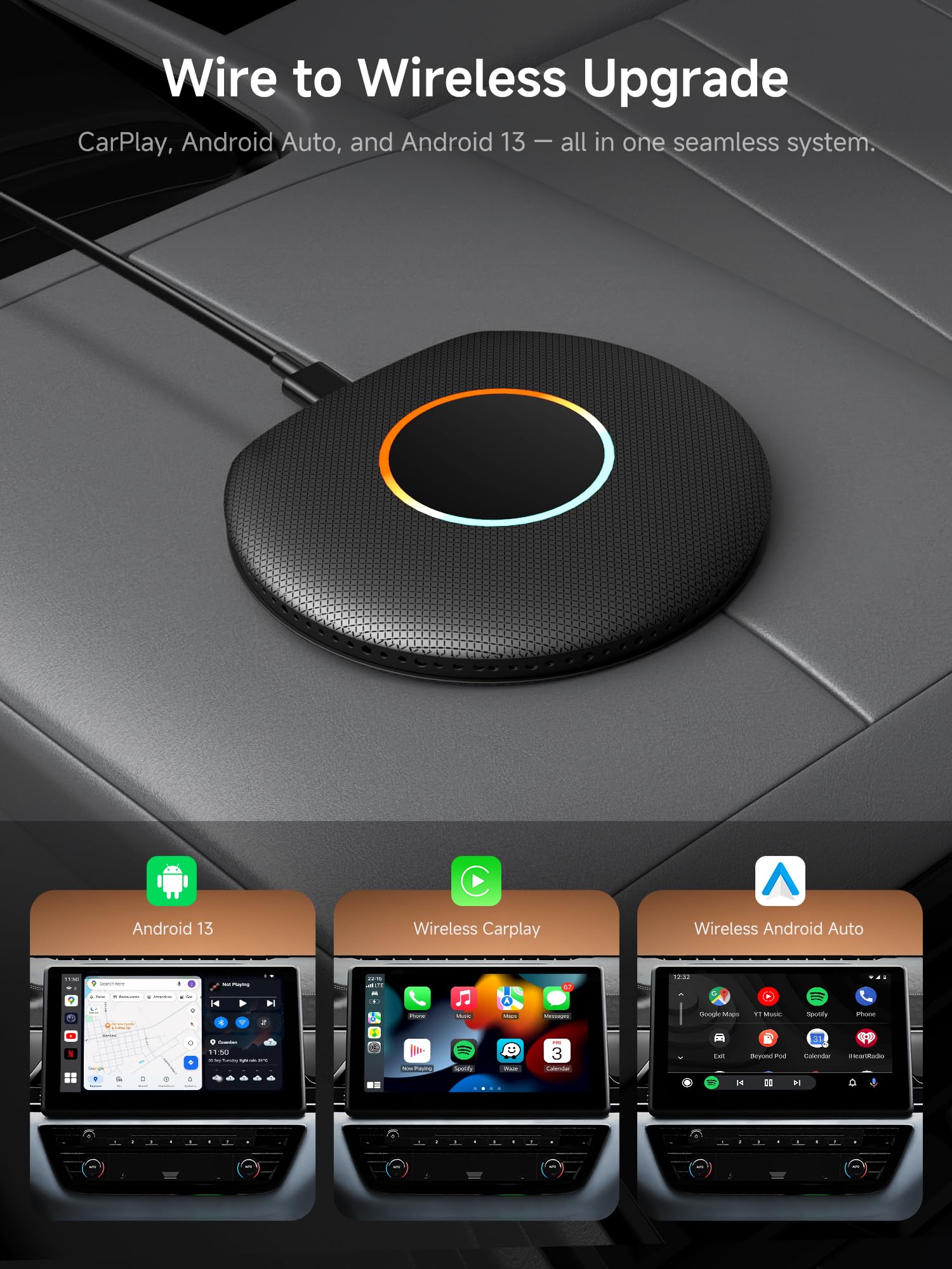MYATOTO AI Box Carplay, Car Play/Android Auto Wireless Adapter, M by MYATOTO - Angle View 3
