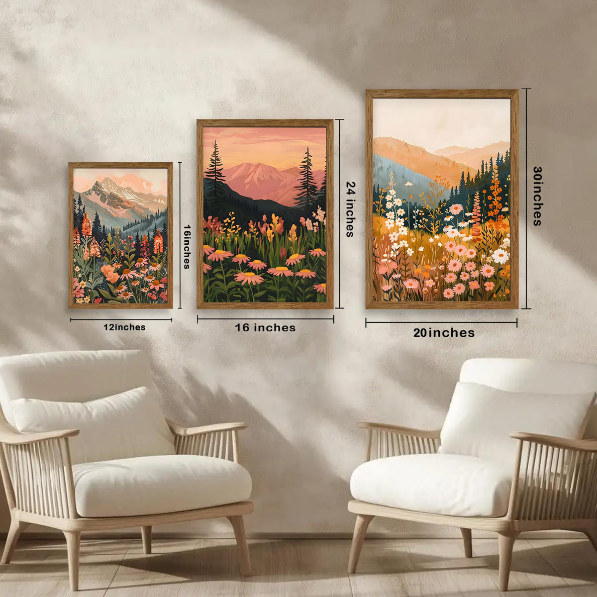 WRFON Botanical and Flower Canvas Wall Art Framed Mountain - WRFON Official Imagery - 6