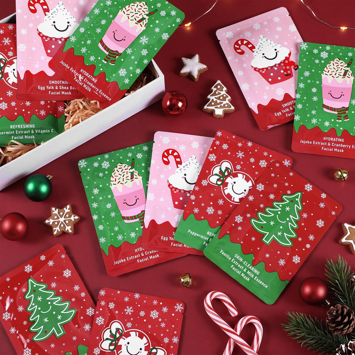 Loopeer 24 Pcs Christmas Facial Masks for Stocking Stuffers - Loopeer Official Imagery - 3