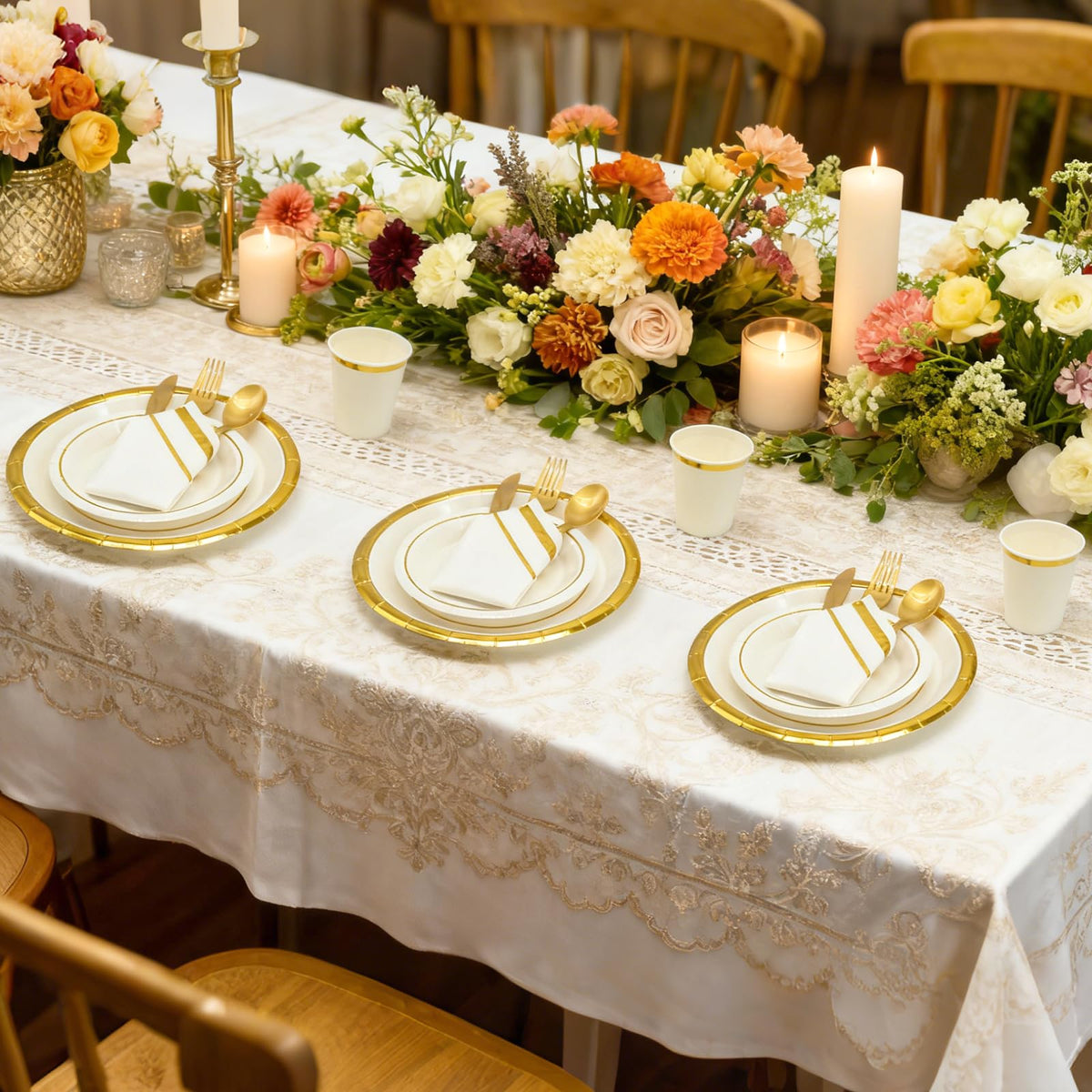AIRE Gold White Paper Plates Set 175PCS Disposable Tableware - AIRE Official Imagery - 3