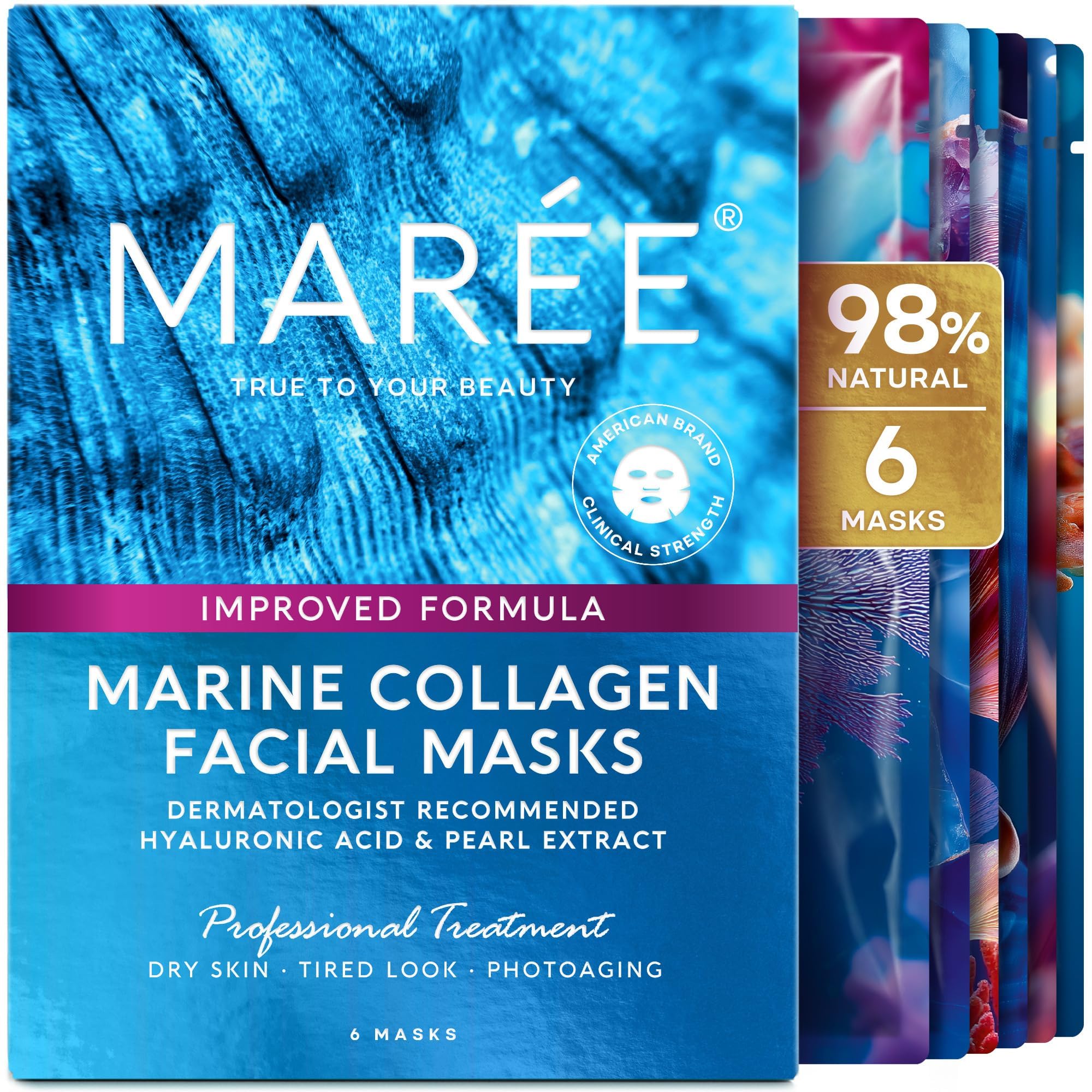 MAREE Collagen Facial Mask with Hyaluronic Acid — Sheet Face - Product Imagery