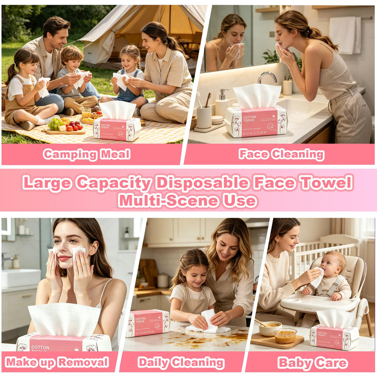 600 Count Disposable Face Towel Dual Textured Facial Wash - Futetui Official Imagery - 7