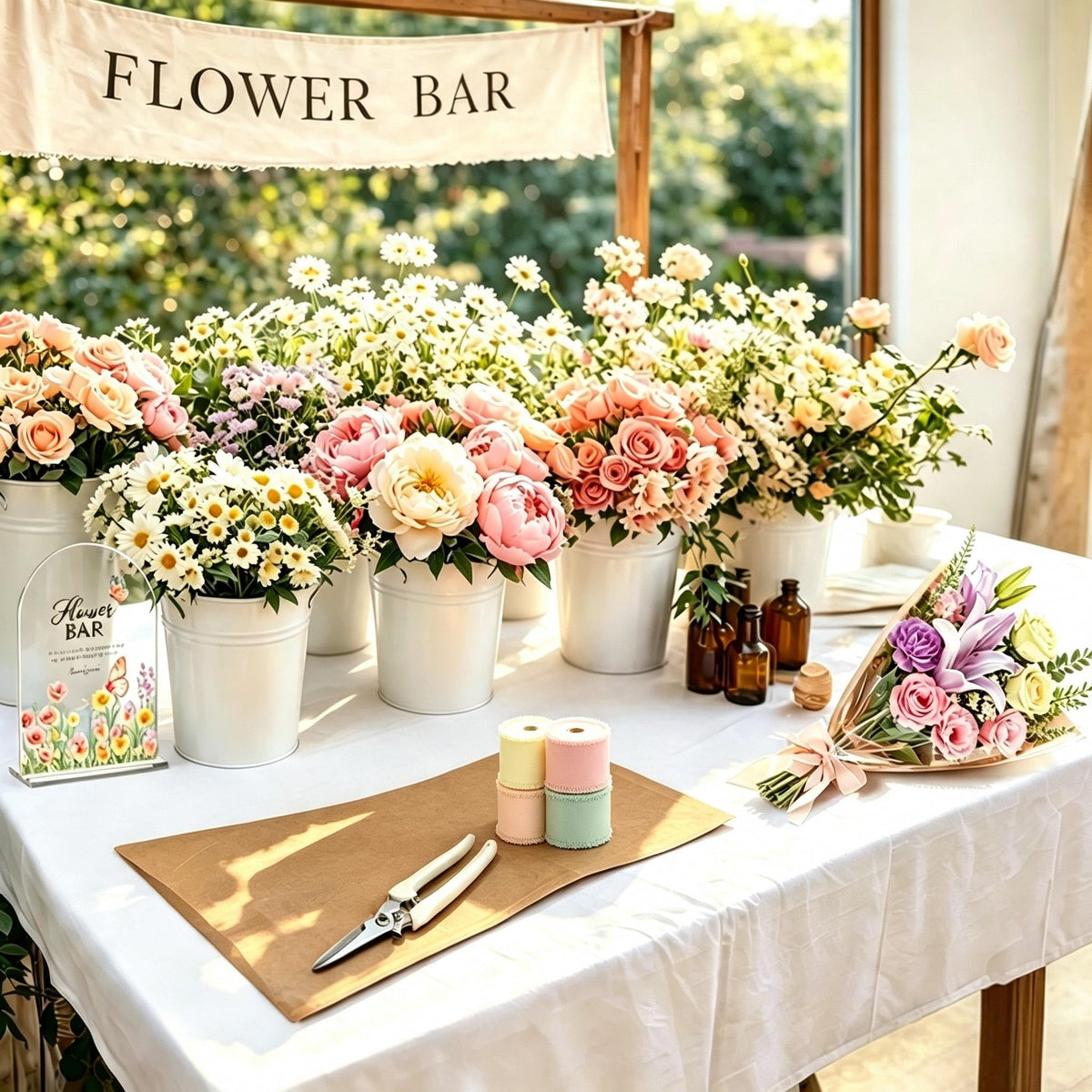 57Pcs Flower Bar Supplies Kit w Waterproof Kraft Boquet Bags - NREDXOON Official Imagery - 3