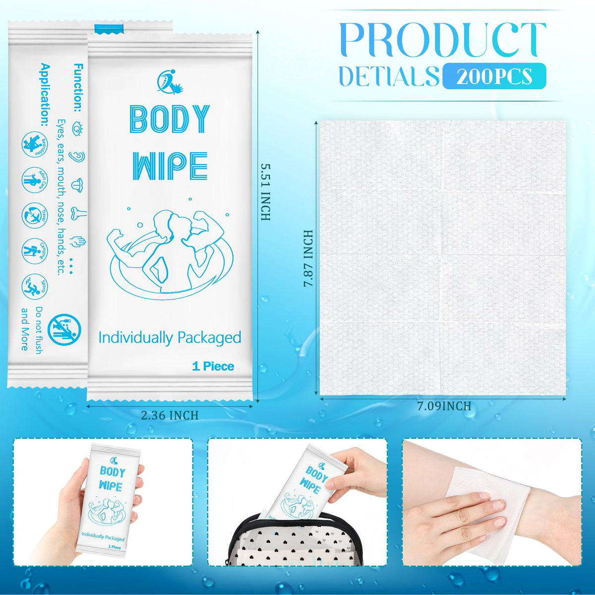 200 Pcs Acidified Travel Deodorant Wipes for Women Men - Timgle Official Imagery - 3