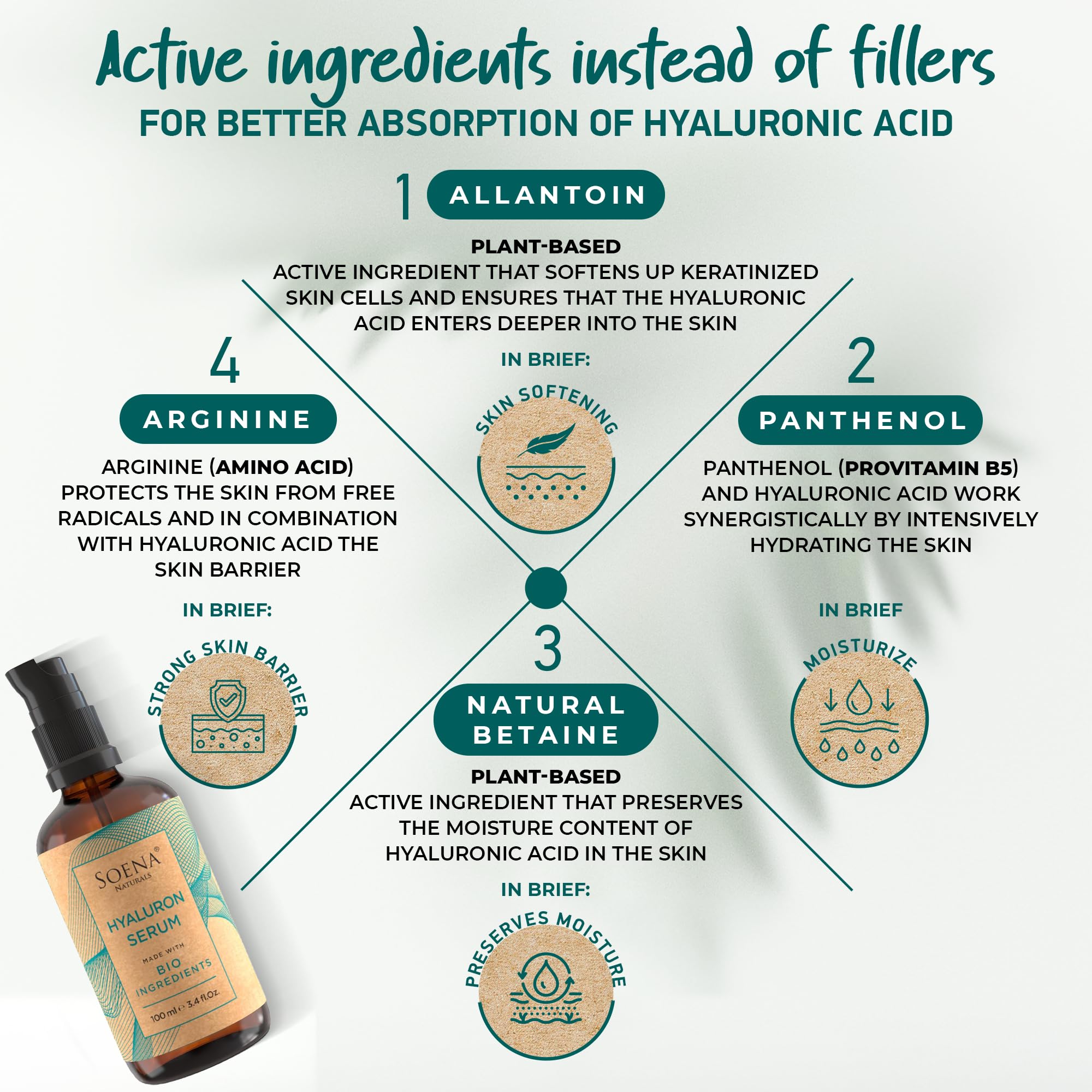 Soena Organic Hyaluronic Acid Serum for Face - Best Hyaluronic Acid + 4 Hyaluronic Si - Soena Official Product View 5