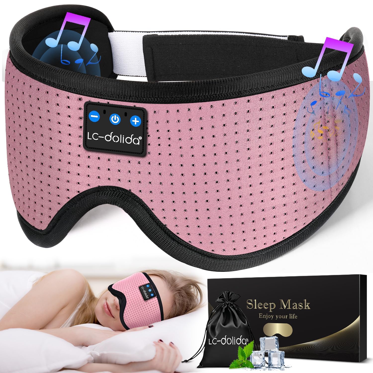 Sleep Mask with Bluetooth Headphones,LC-dolida Sleep Headphones B by LC-dolida - Angle View 9