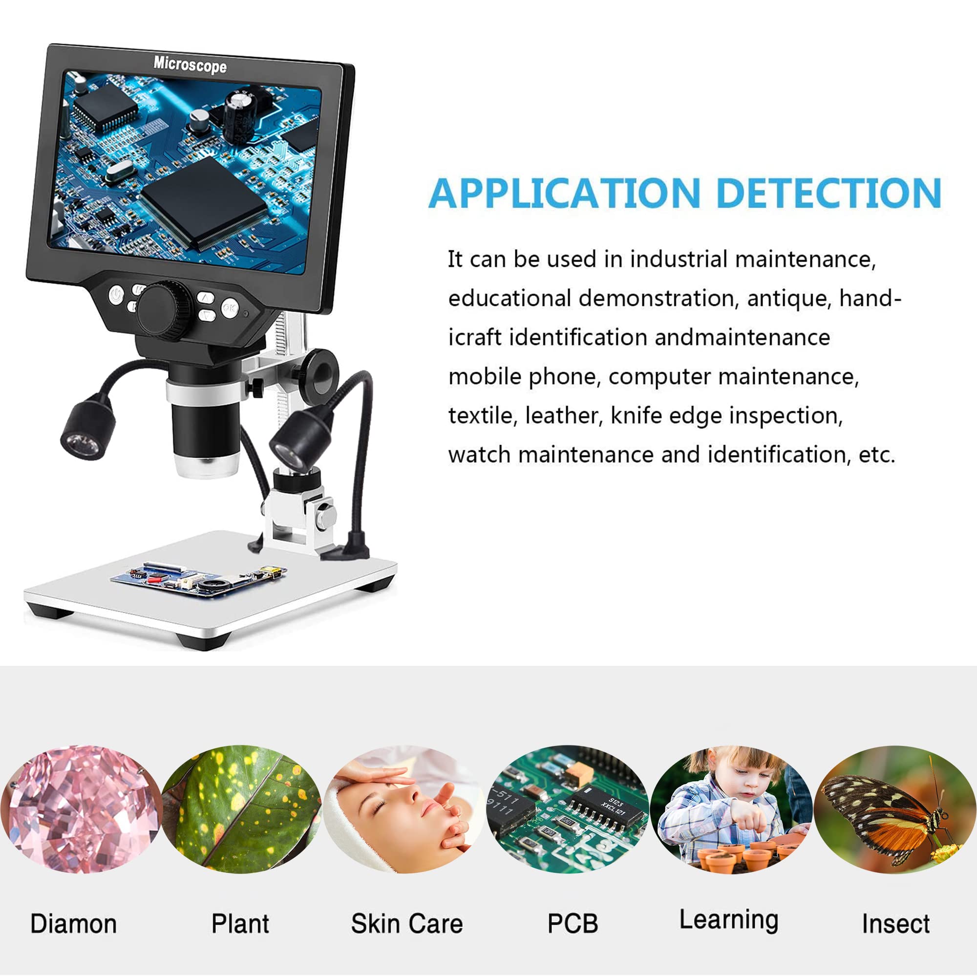 Highbrain 7" LCD Digital Microscope for Adults, 1200X Coin Magnif by Highbrain - Angle View 2