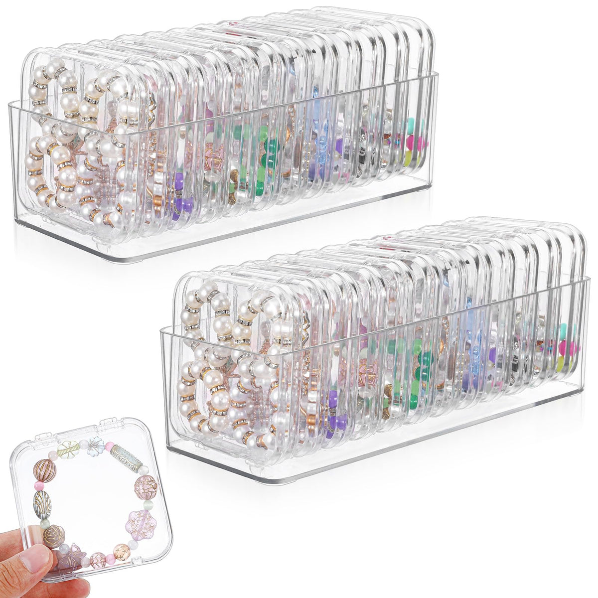 2 Pack Acrylic Jewelry Organizer Box with 24 Portable Small - Giloaou Official Imagery - 2
