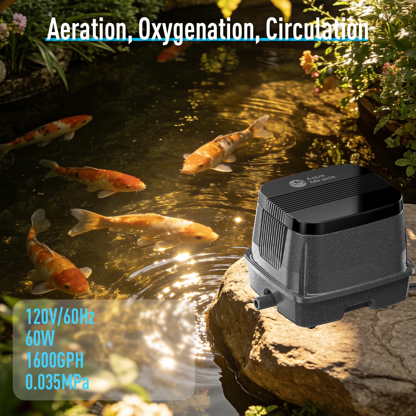 AquaMiracle Linear Air Pump ZP-40/ZP-60/ZP-100 for Pond Aeration, - AquaMiracle Official Product View 2