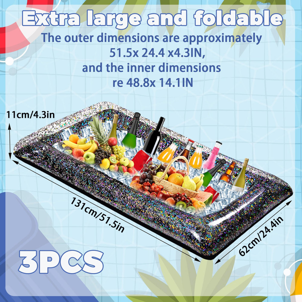 Inflatable Glitter Serving Bar 3Pcs with Drain Plug New - Animsco Official Imagery - 4