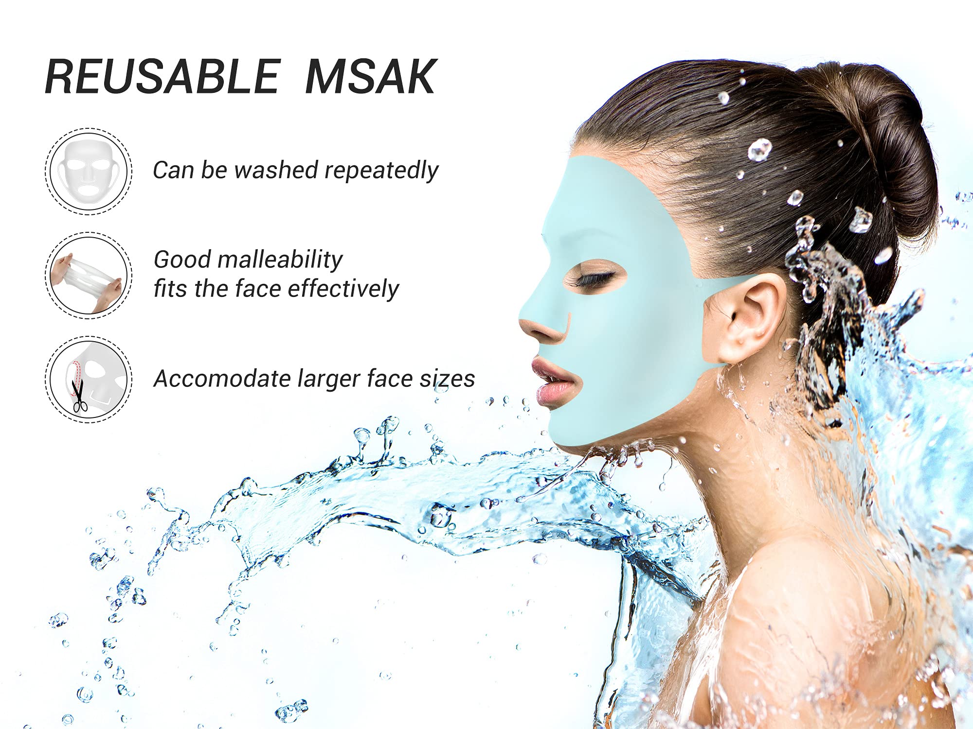 Maitys 5 Pcs Reusable Silicone Face Mask Cover for Sheet Mask, - Maitys