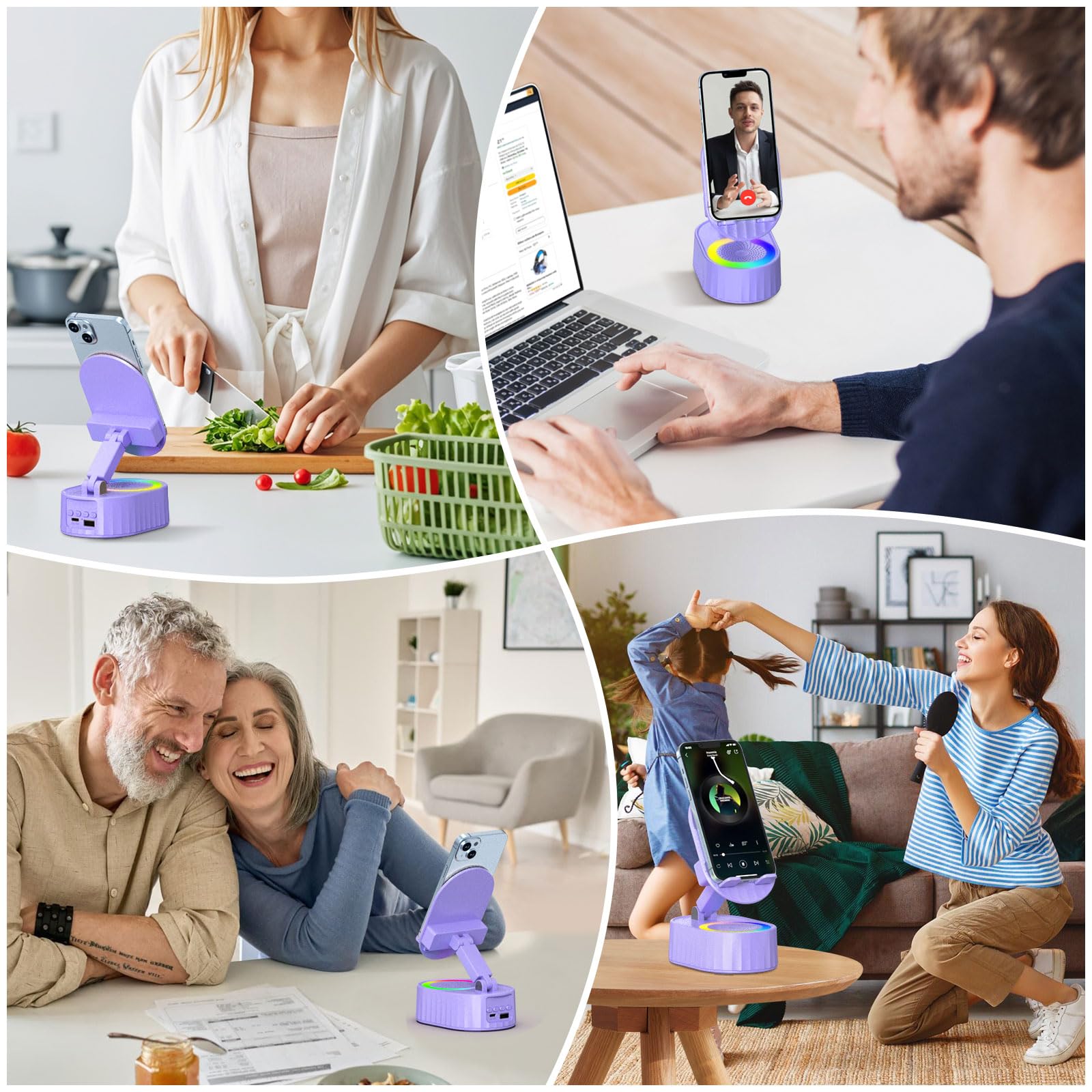 AKLLCCR Wireless Induction Bluetooth Speaker 5in1 Phone Holder Sp by AKLLCCR - Angle View 6