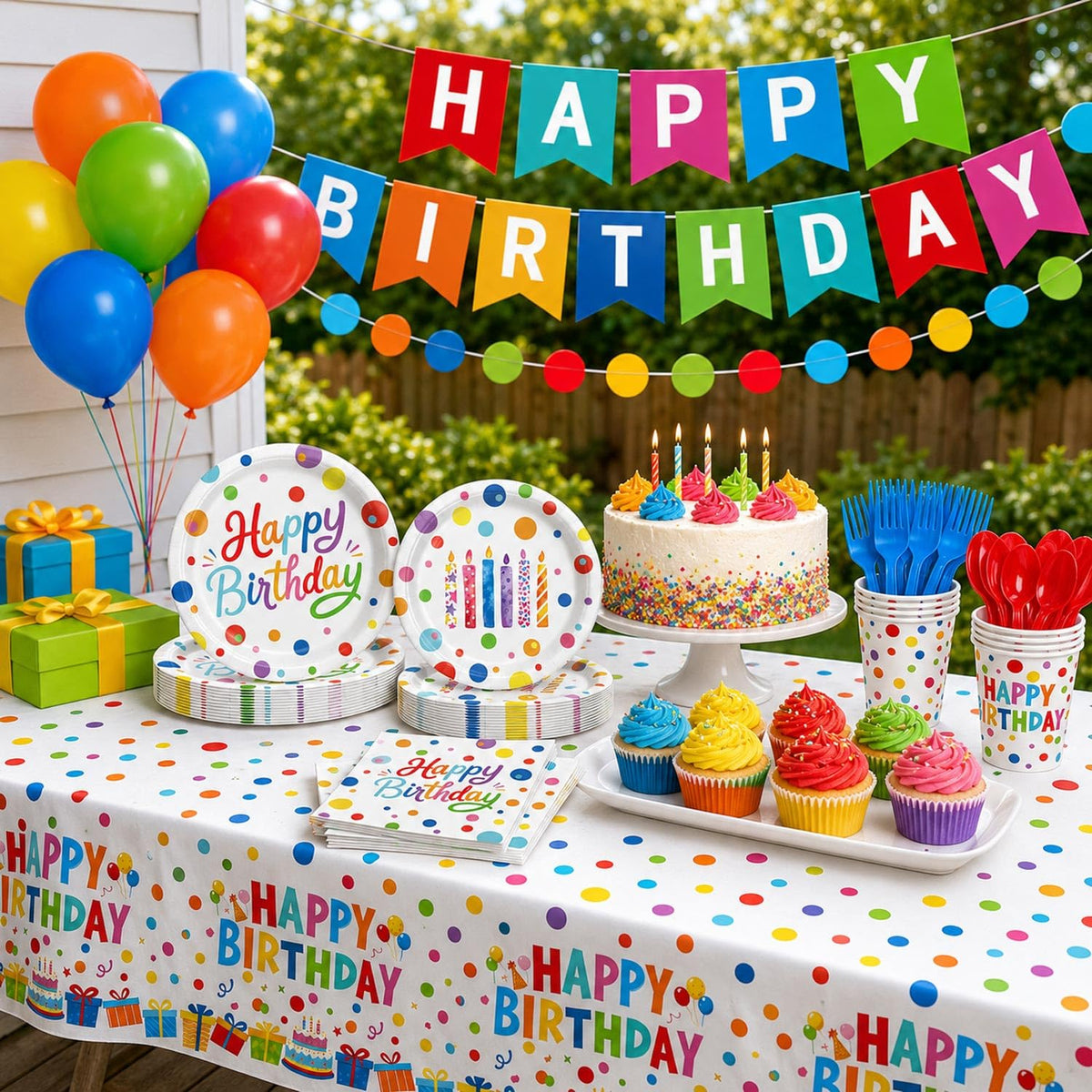 Happy Birthday Decorations 190PCS Colorful Dots Birthday - NKPDAXM Official Imagery - 7